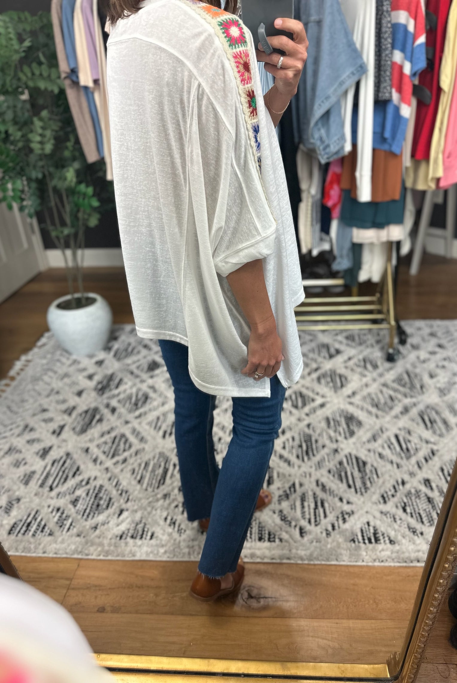 Bring It Home Crochet Detail Top-Short Sleeves-Dave & Dani-Anna Kaytes Boutique, Women's Fashion Boutique in Grinnell, Iowa