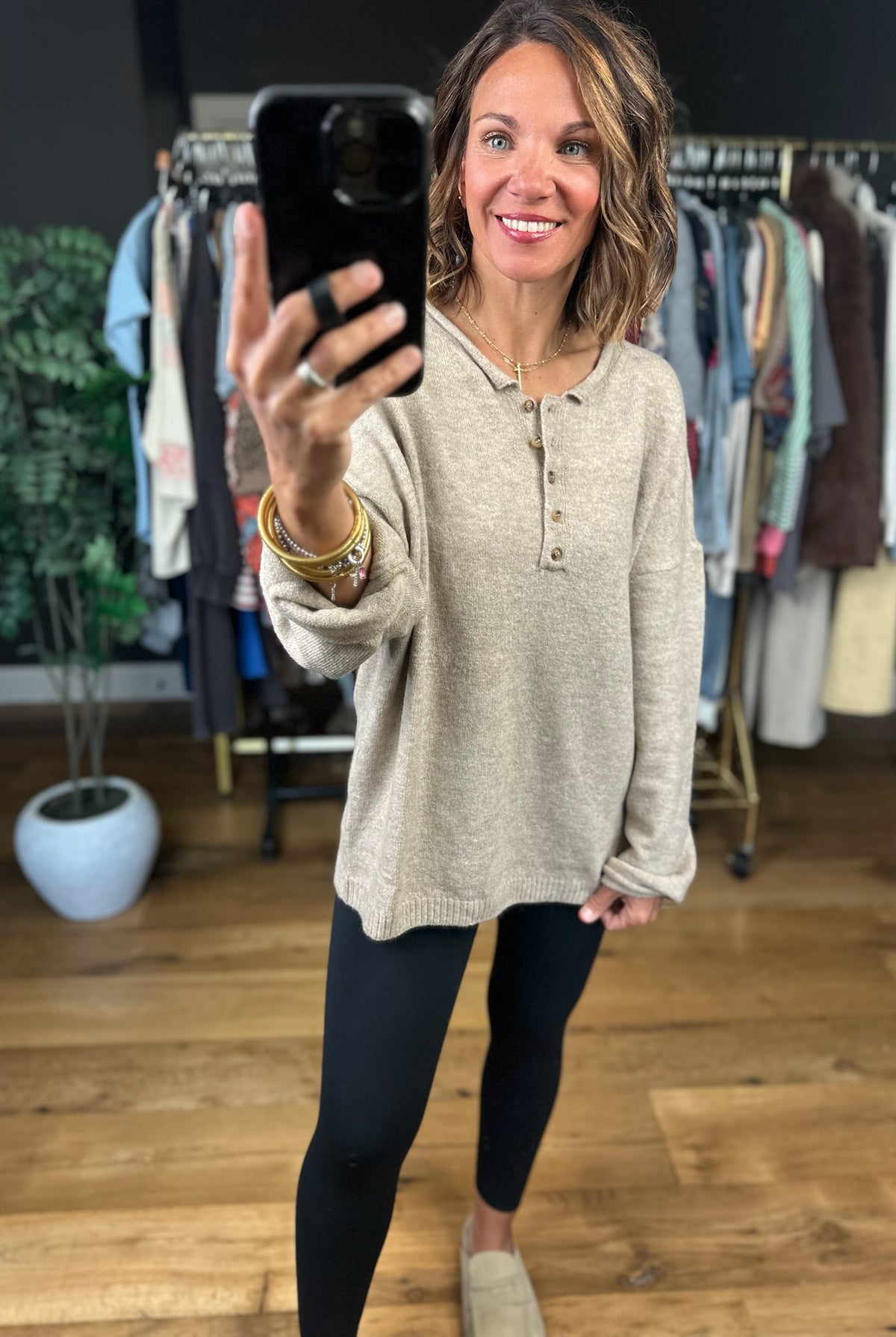 Daily Doing Henley Lightweight Knit-Long Sleeves-JOA-Anna Kaytes Boutique, Women's Fashion Boutique in Grinnell, Iowa