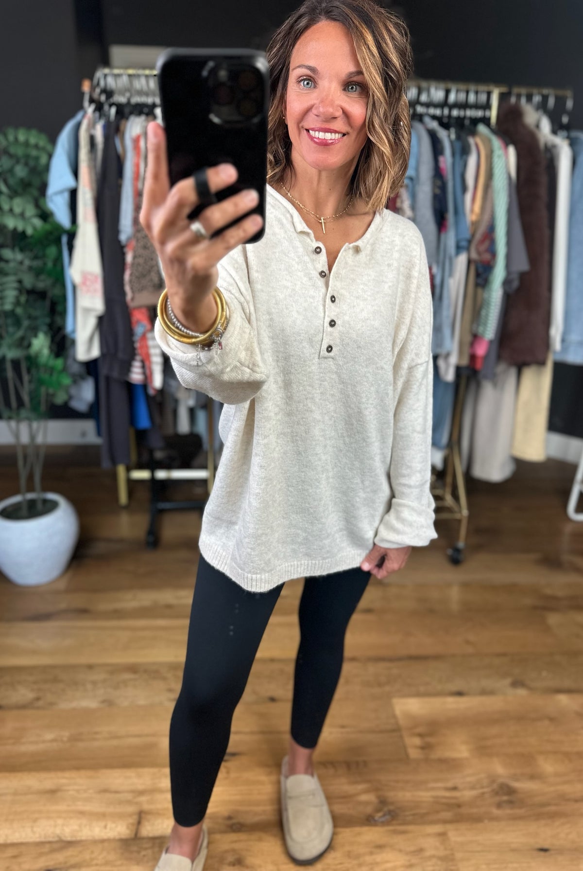 Daily Doing Henley Lightweight Knit-Long Sleeves-JOA-Anna Kaytes Boutique, Women's Fashion Boutique in Grinnell, Iowa