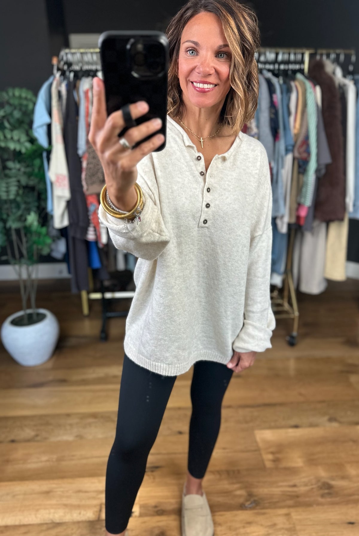 Daily Doing Henley Lightweight Knit-Long Sleeves-JOA-Anna Kaytes Boutique, Women's Fashion Boutique in Grinnell, Iowa