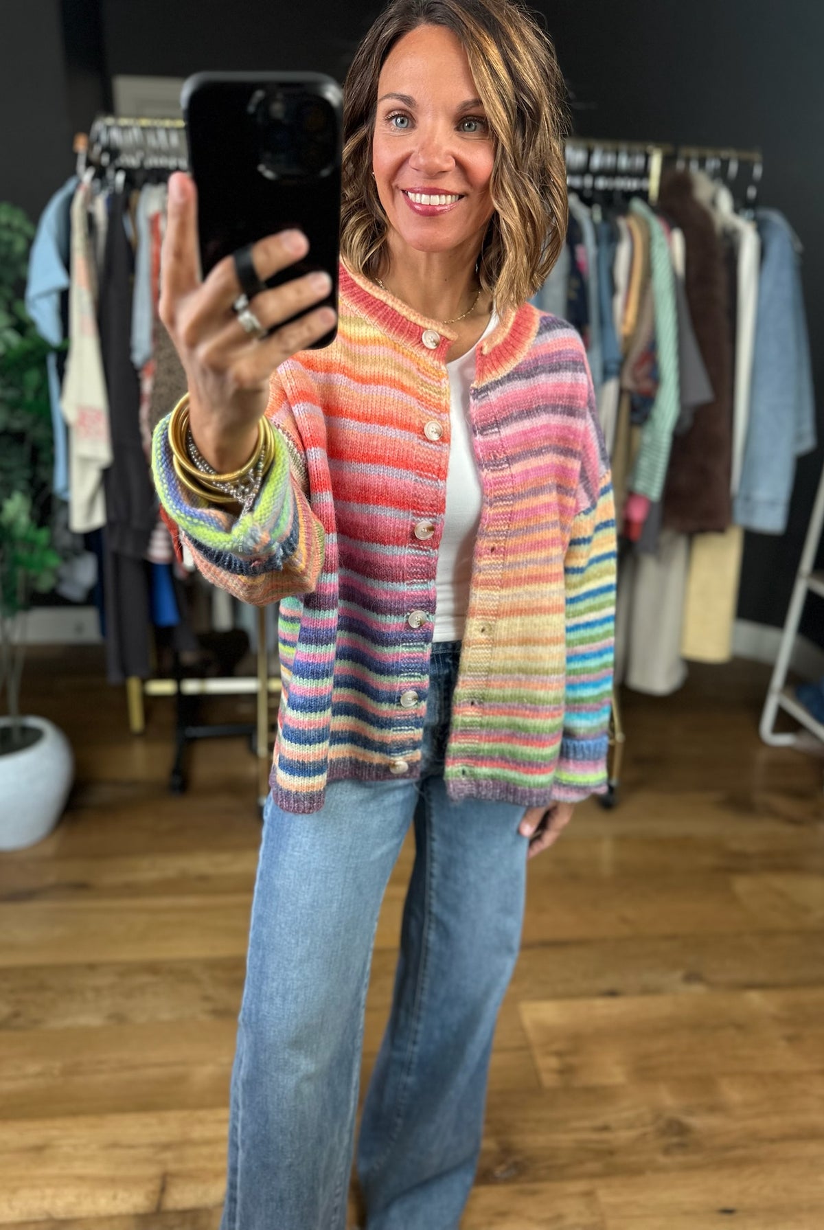 My Kind Of Joy Striped Button-Down Cardigan-Sweaters-Wishlist-Anna Kaytes Boutique, Women's Fashion Boutique in Grinnell, Iowa
