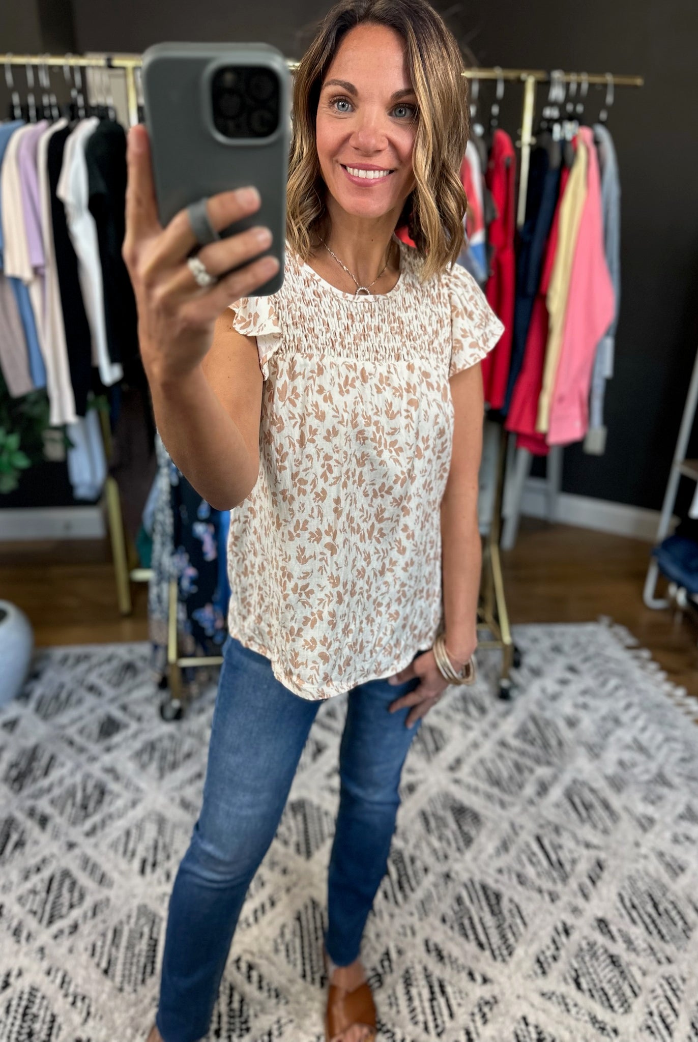 Forever Yours Floral Flutter Top-Short Sleeves-Staccato-Anna Kaytes Boutique, Women's Fashion Boutique in Grinnell, Iowa