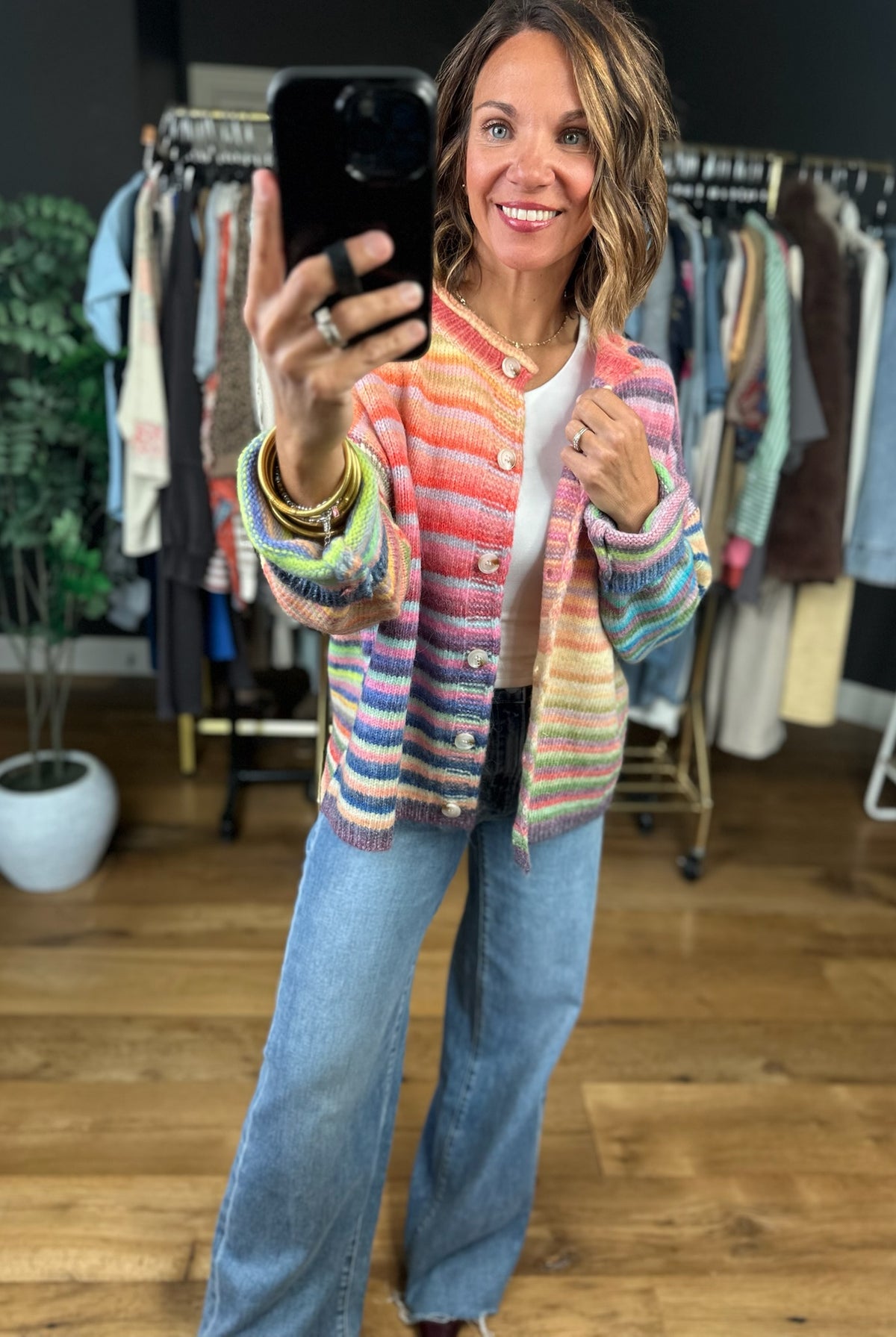 My Kind Of Joy Striped Button-Down Cardigan-Sweaters-Wishlist-Anna Kaytes Boutique, Women's Fashion Boutique in Grinnell, Iowa