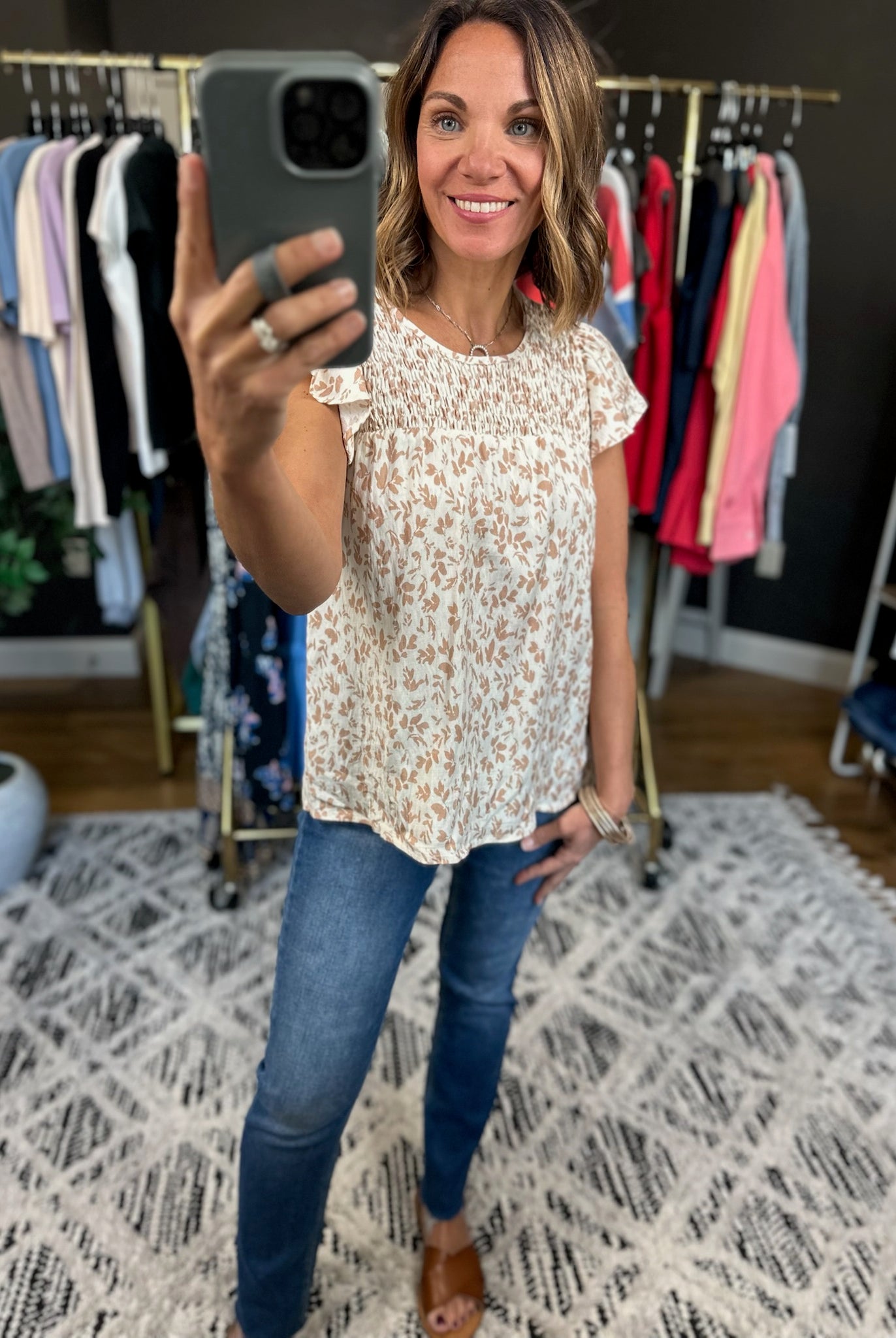 Forever Yours Floral Flutter Top-Short Sleeves-Staccato-Anna Kaytes Boutique, Women's Fashion Boutique in Grinnell, Iowa
