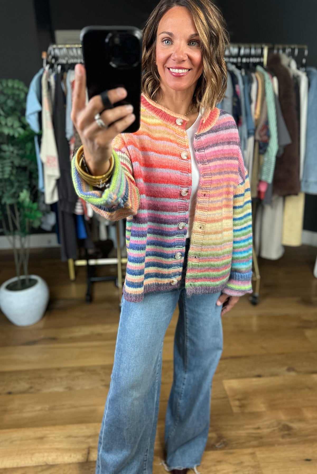 My Kind Of Joy Striped Button-Down Cardigan-Sweaters-Wishlist-Anna Kaytes Boutique, Women's Fashion Boutique in Grinnell, Iowa