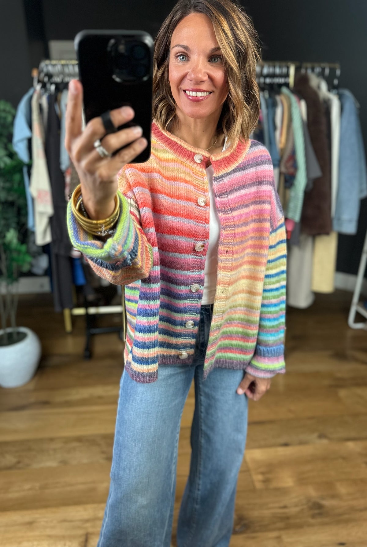 My Kind Of Joy Striped Button-Down Cardigan-Sweaters-Wishlist-Anna Kaytes Boutique, Women's Fashion Boutique in Grinnell, Iowa