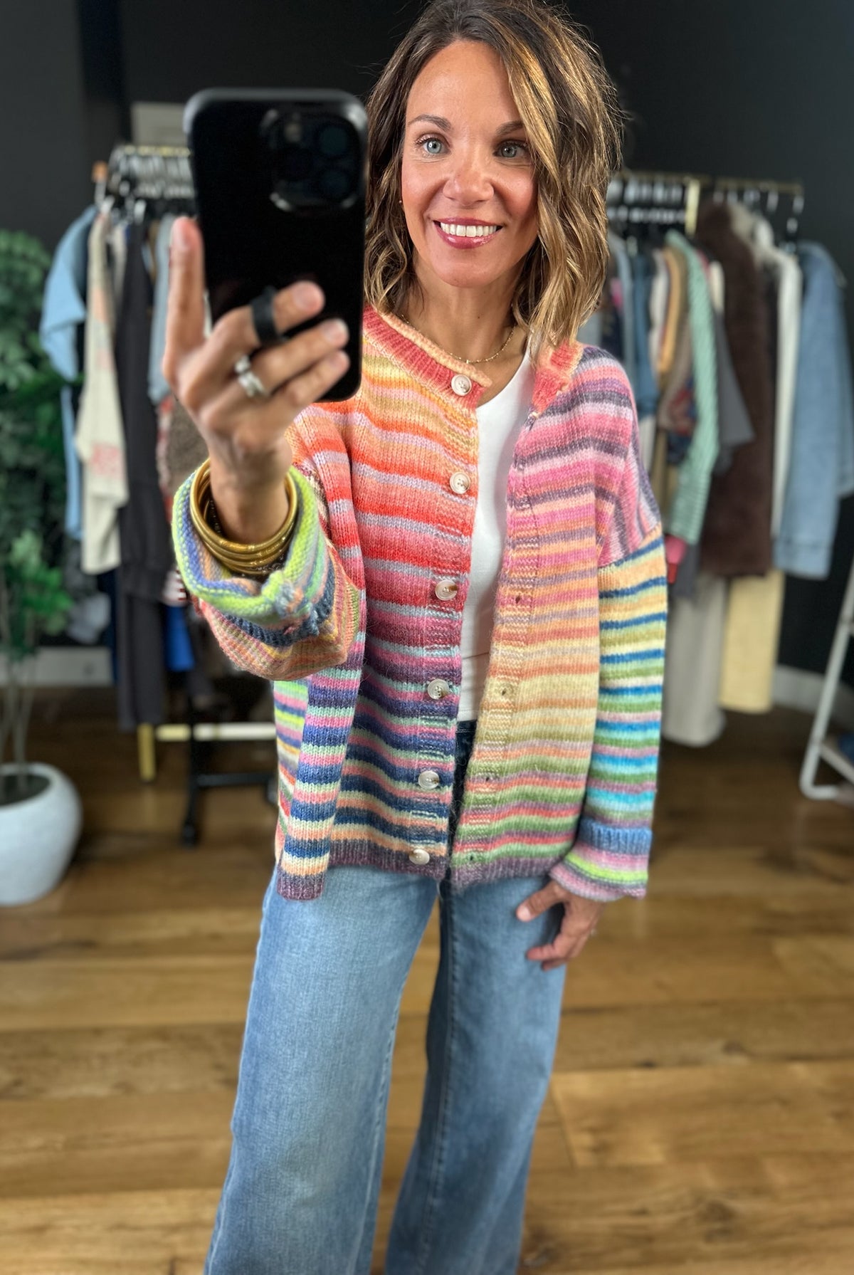 My Kind Of Joy Striped Button-Down Cardigan-Sweaters-Wishlist-Anna Kaytes Boutique, Women's Fashion Boutique in Grinnell, Iowa