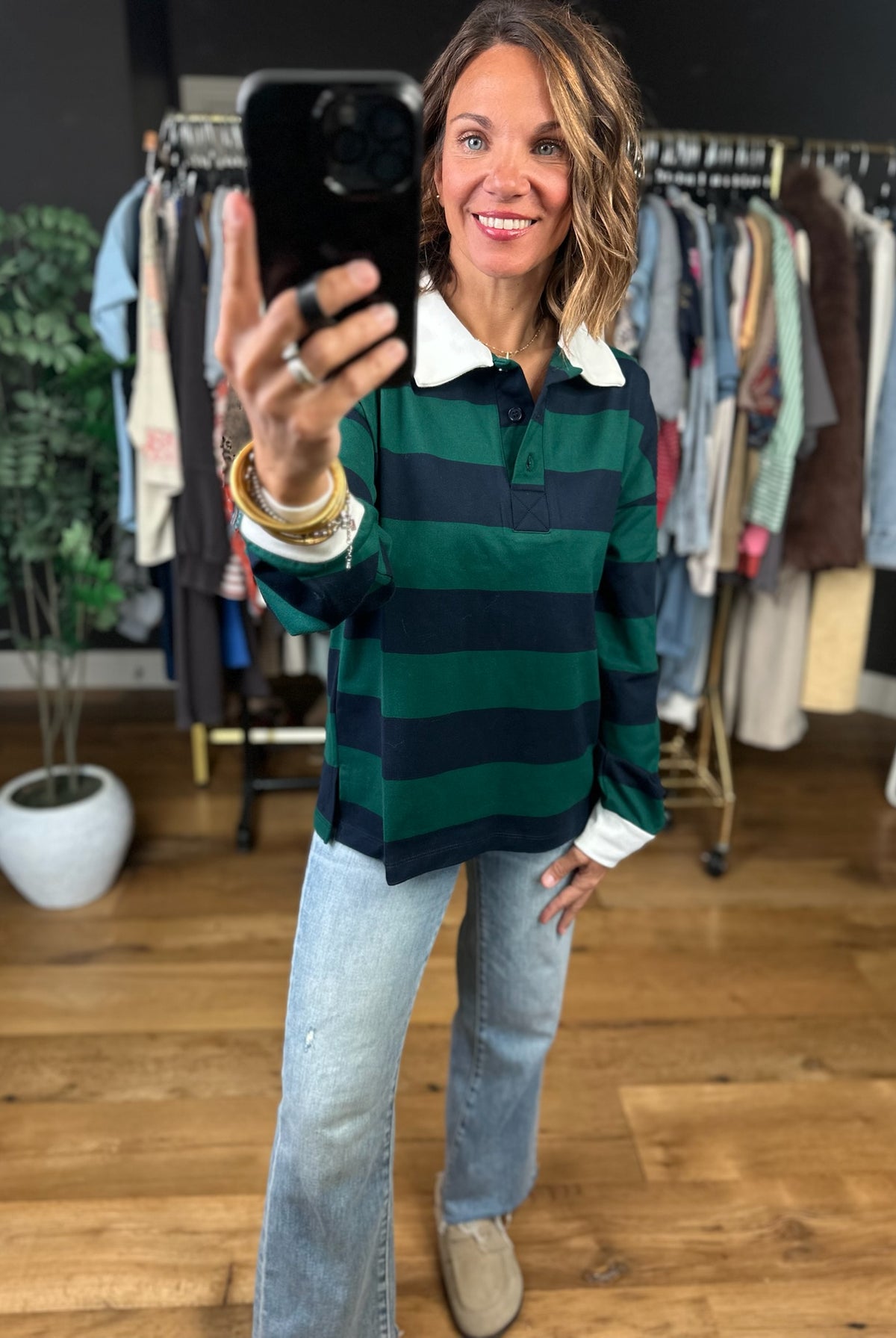 No Stopping Me Striped Collared Top-Long Sleeves-JOA-Anna Kaytes Boutique, Women's Fashion Boutique in Grinnell, Iowa