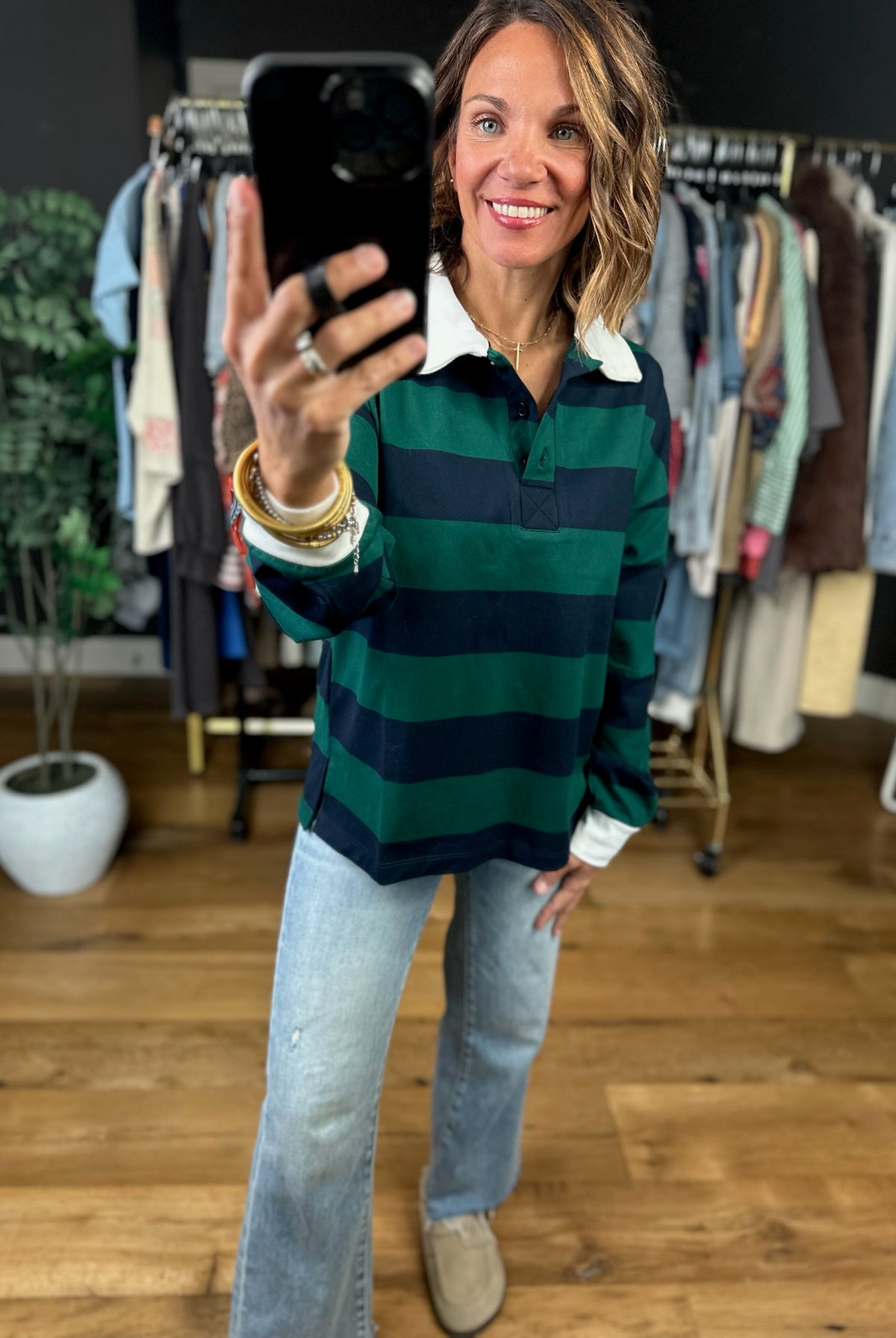 No Stopping Me Striped Collared Top-Long Sleeves-JOA-Anna Kaytes Boutique, Women's Fashion Boutique in Grinnell, Iowa