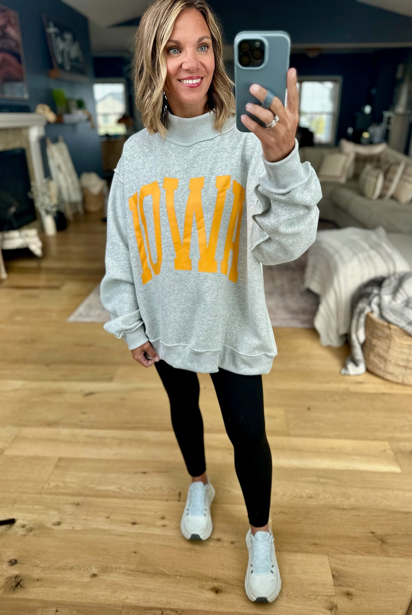 IOWA Reversible Mock-Neck Sweatshirt-Bucketlist-Anna Kaytes Boutique, Women's Fashion Boutique in Grinnell, Iowa