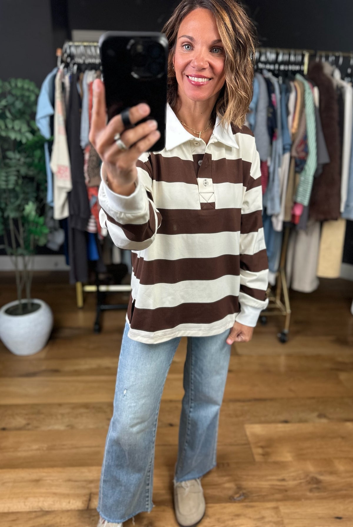 No Stopping Me Striped Collared Top-Long Sleeves-JOA-Anna Kaytes Boutique, Women's Fashion Boutique in Grinnell, Iowa