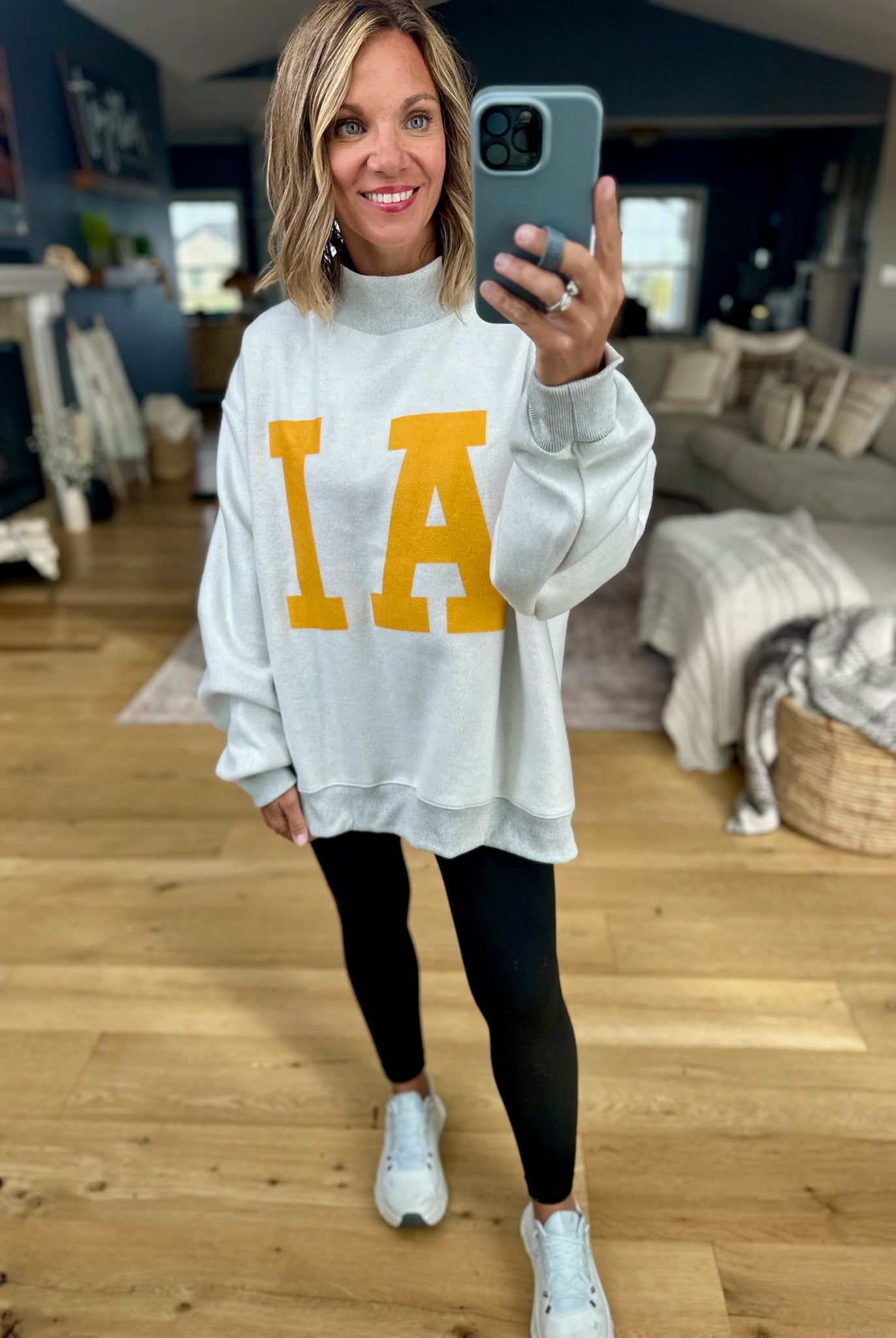 IOWA Reversible Mock-Neck Sweatshirt-Bucketlist-Anna Kaytes Boutique, Women's Fashion Boutique in Grinnell, Iowa