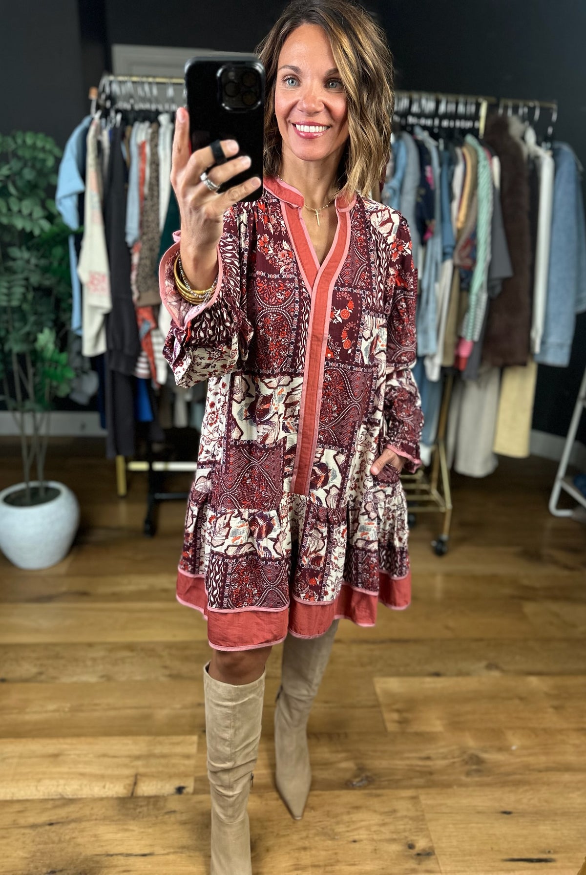 Toast To Tradition Pocket Dress-Dresses-Umgee-Anna Kaytes Boutique, Women's Fashion Boutique in Grinnell, Iowa