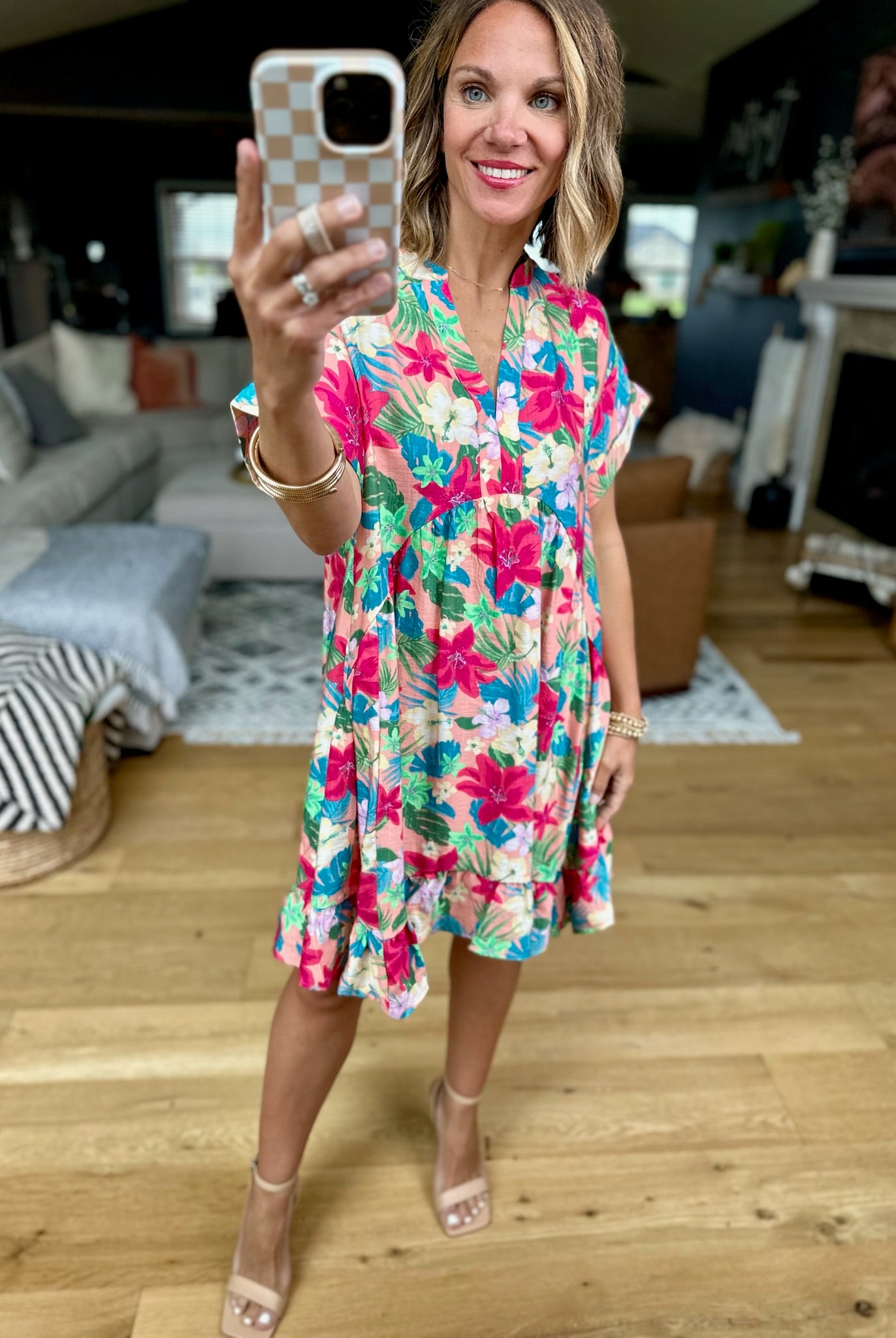 Life In Paradise Floral Pocket Dress - Blush-Easel-Anna Kaytes Boutique, Women's Fashion Boutique in Grinnell, Iowa