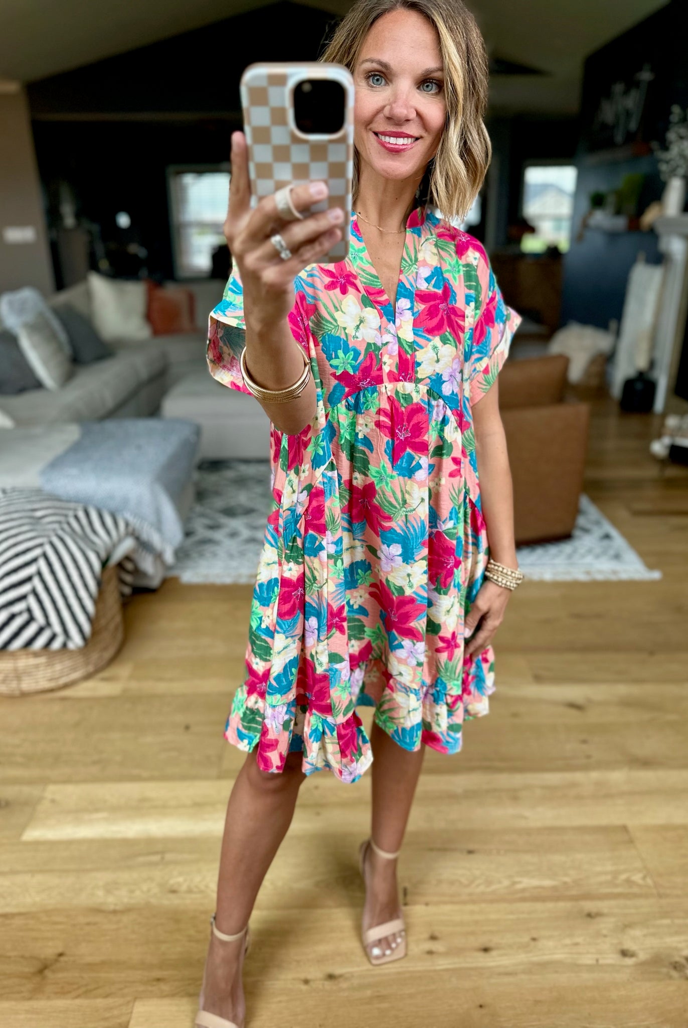 Life In Paradise Floral Pocket Dress - Blush-Easel-Anna Kaytes Boutique, Women's Fashion Boutique in Grinnell, Iowa