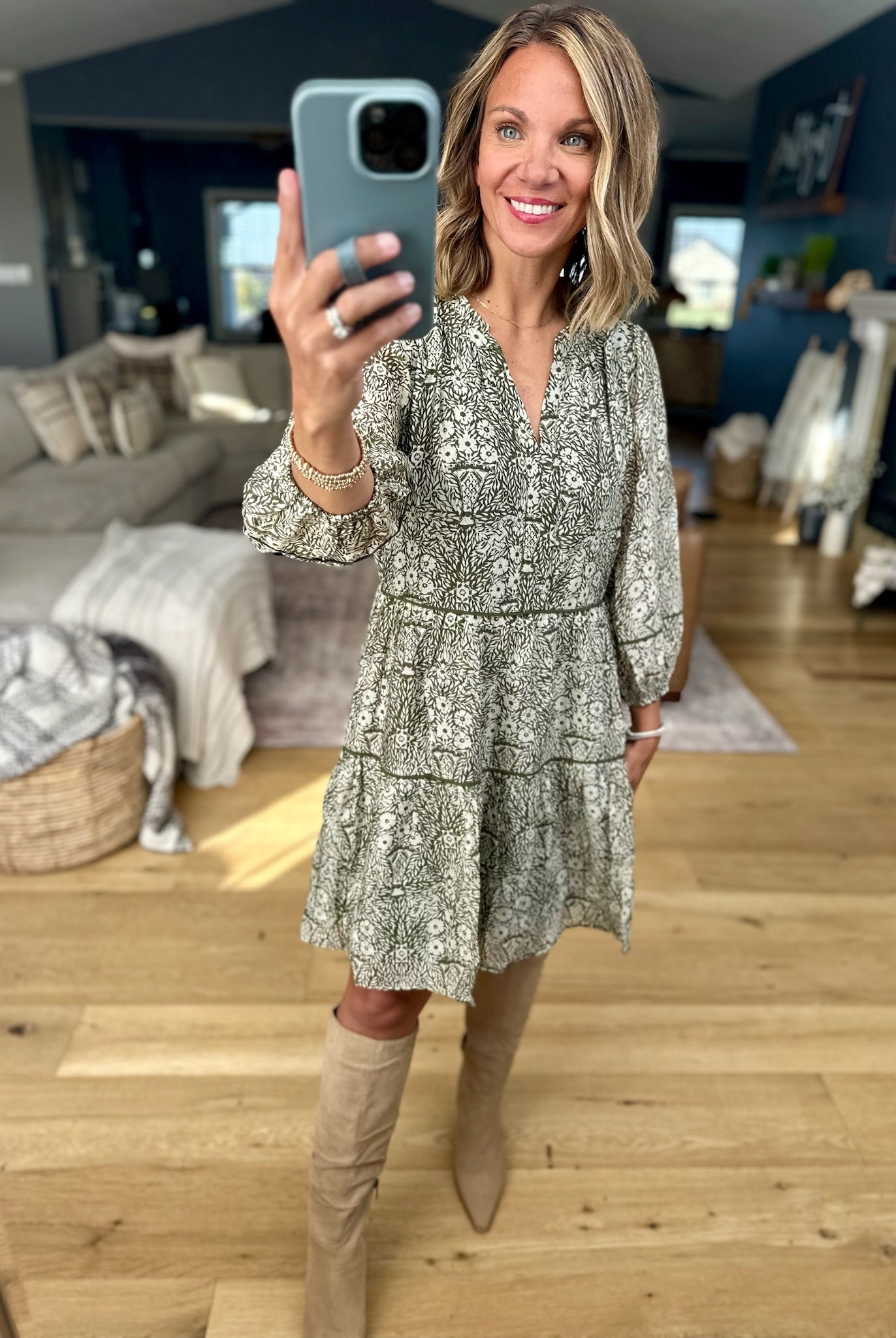 Trusting Fall Floral Dress-Skies Are Blue-Anna Kaytes Boutique, Women's Fashion Boutique in Grinnell, Iowa
