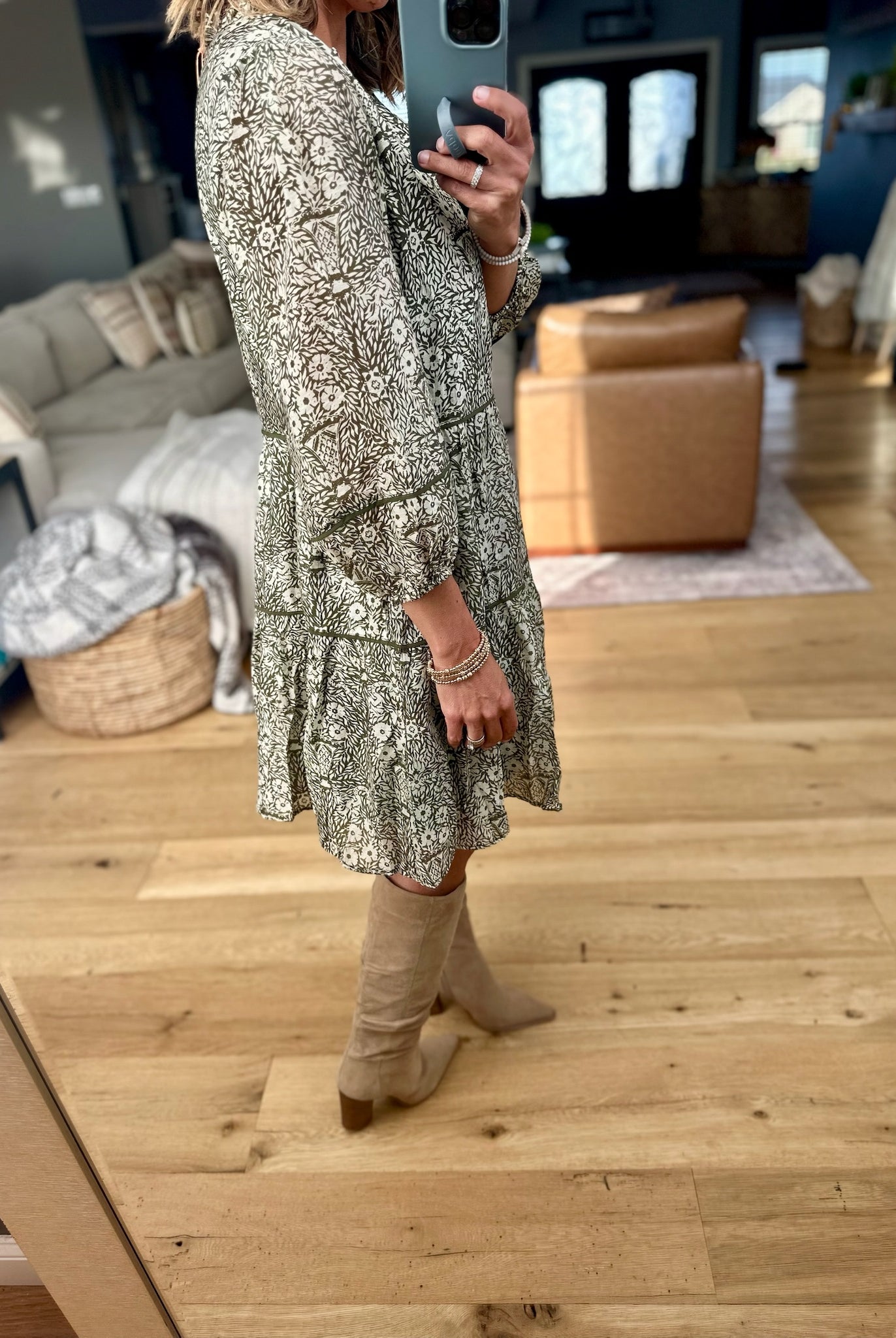 Trusting Fall Floral Dress-Skies Are Blue-Anna Kaytes Boutique, Women's Fashion Boutique in Grinnell, Iowa