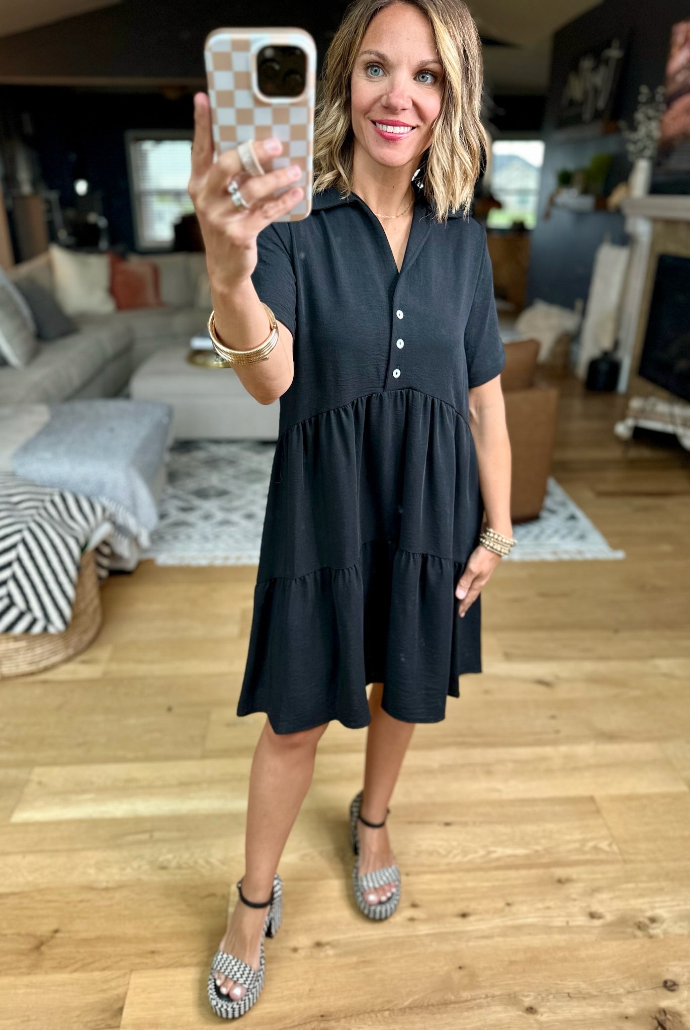 Reasons Why Button-Detail Dress - Black-Dresses-Les Amis-Anna Kaytes Boutique, Women's Fashion Boutique in Grinnell, Iowa