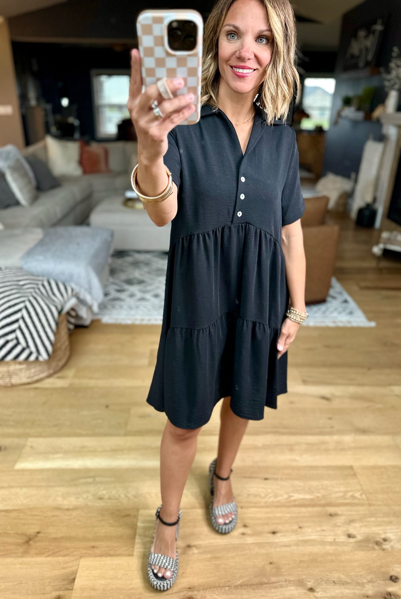 Reasons Why Button-Detail Dress - Black-Dresses-Les Amis-Anna Kaytes Boutique, Women's Fashion Boutique in Grinnell, Iowa