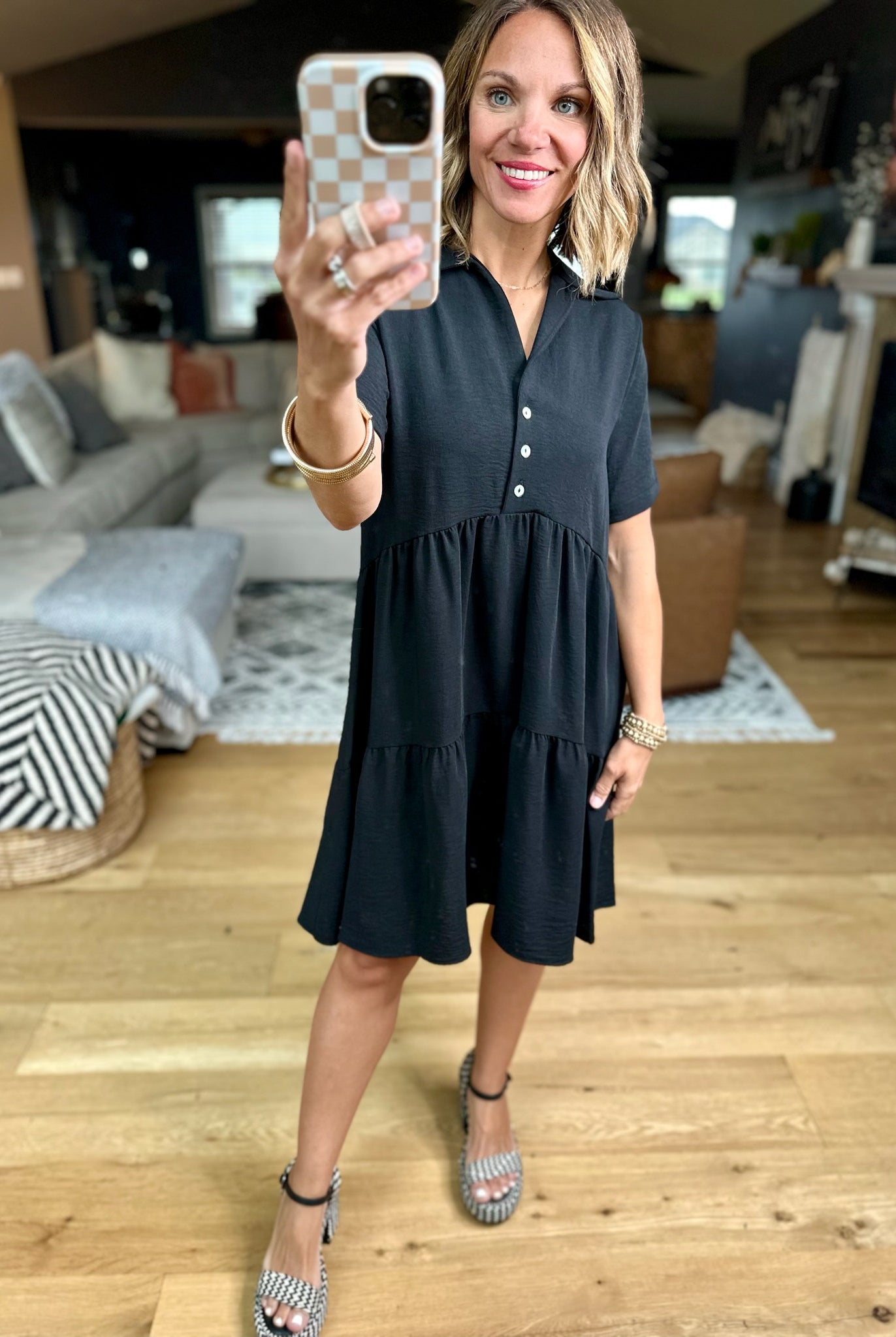 Reasons Why Button-Detail Dress - Black-Dresses-Les Amis-Anna Kaytes Boutique, Women's Fashion Boutique in Grinnell, Iowa