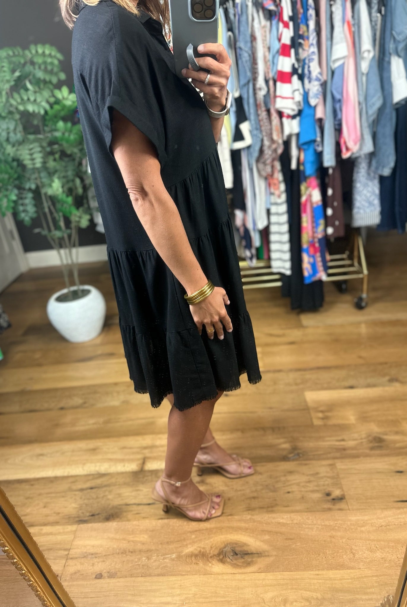 On My Mind Raw-Hem Tiered Dress-Dresses-Umgee-Anna Kaytes Boutique, Women's Fashion Boutique in Grinnell, Iowa