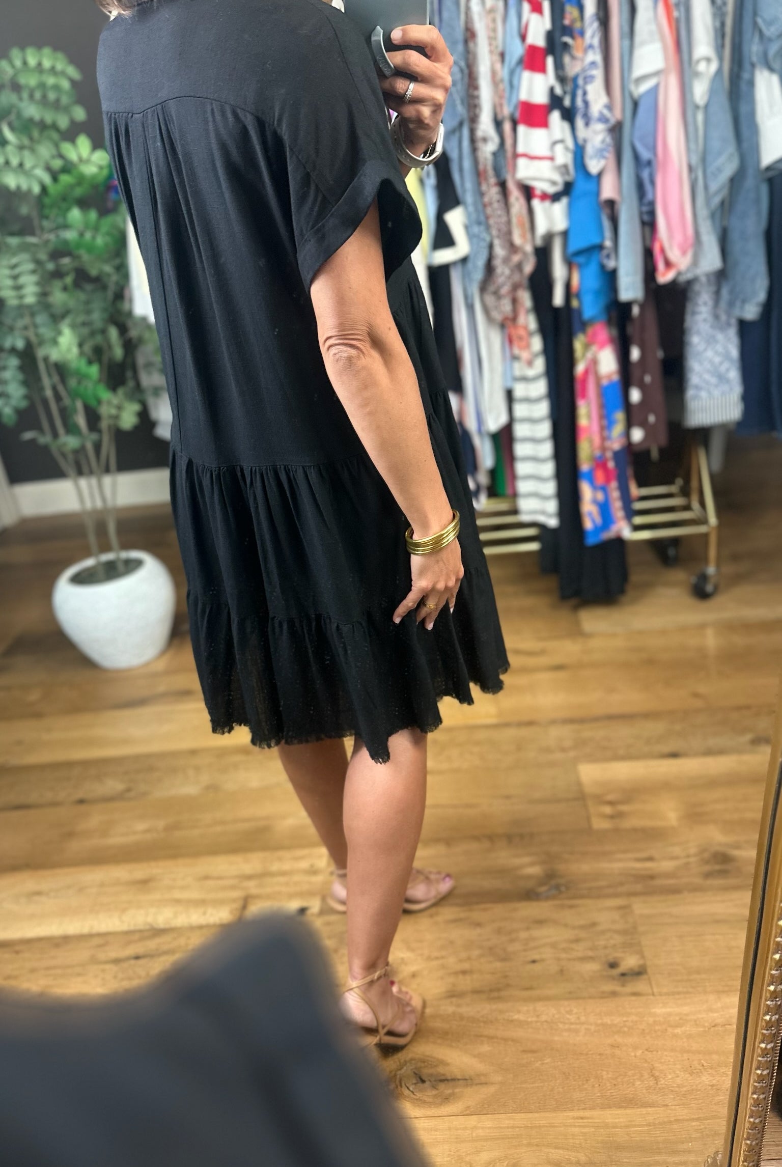 On My Mind Raw-Hem Tiered Dress-Dresses-Umgee-Anna Kaytes Boutique, Women's Fashion Boutique in Grinnell, Iowa