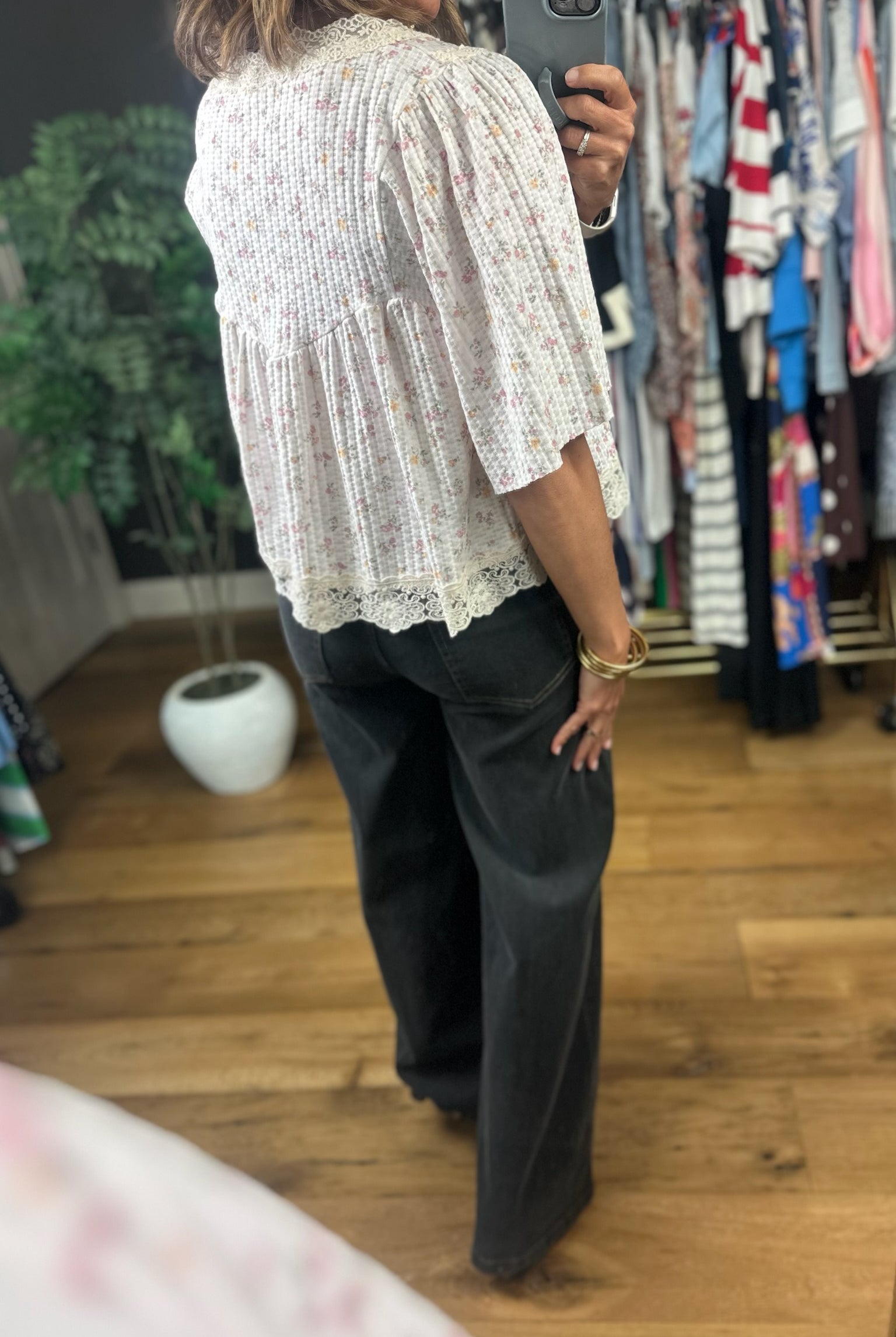 She's So Smitten Lace-Detail Top-Short Sleeves-POL-Anna Kaytes Boutique, Women's Fashion Boutique in Grinnell, Iowa