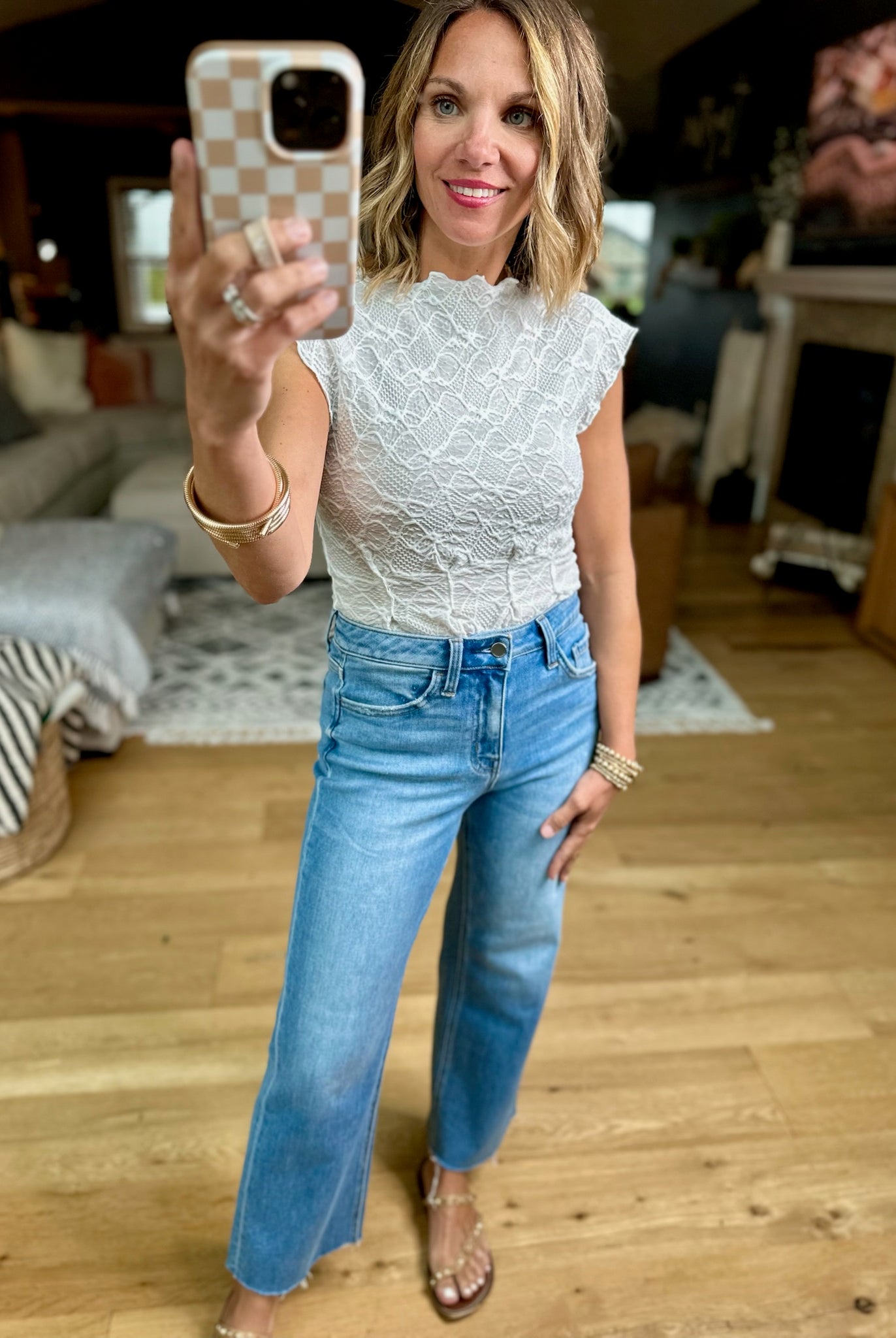 Leave Some Space Lace Edge Knit Top - Ivory-Hem & Thread-Anna Kaytes Boutique, Women's Fashion Boutique in Grinnell, Iowa