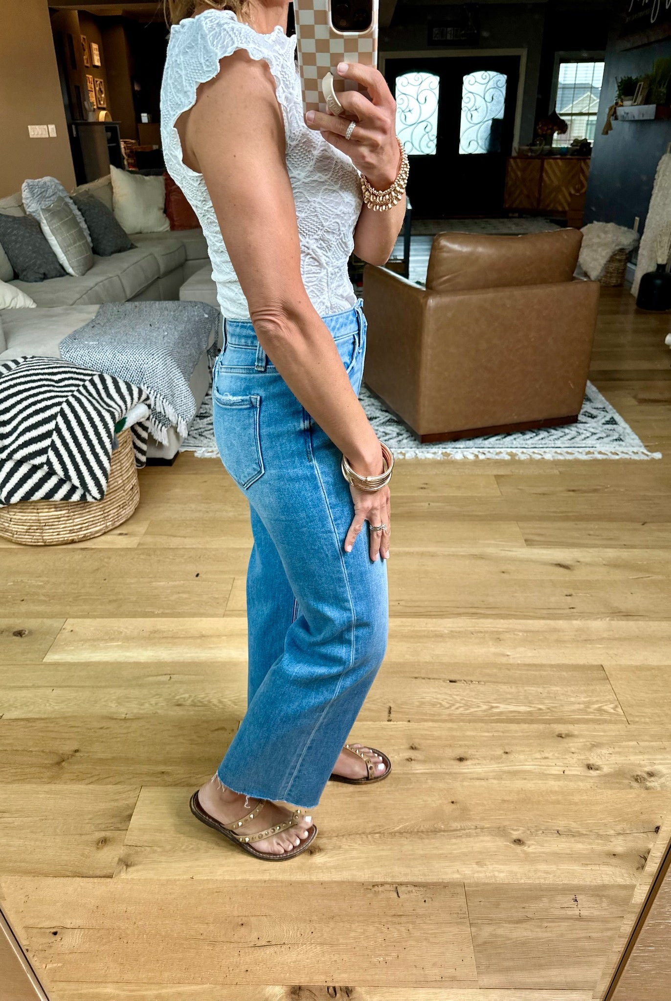 Leave Some Space Lace Edge Knit Top - Ivory-Hem & Thread-Anna Kaytes Boutique, Women's Fashion Boutique in Grinnell, Iowa