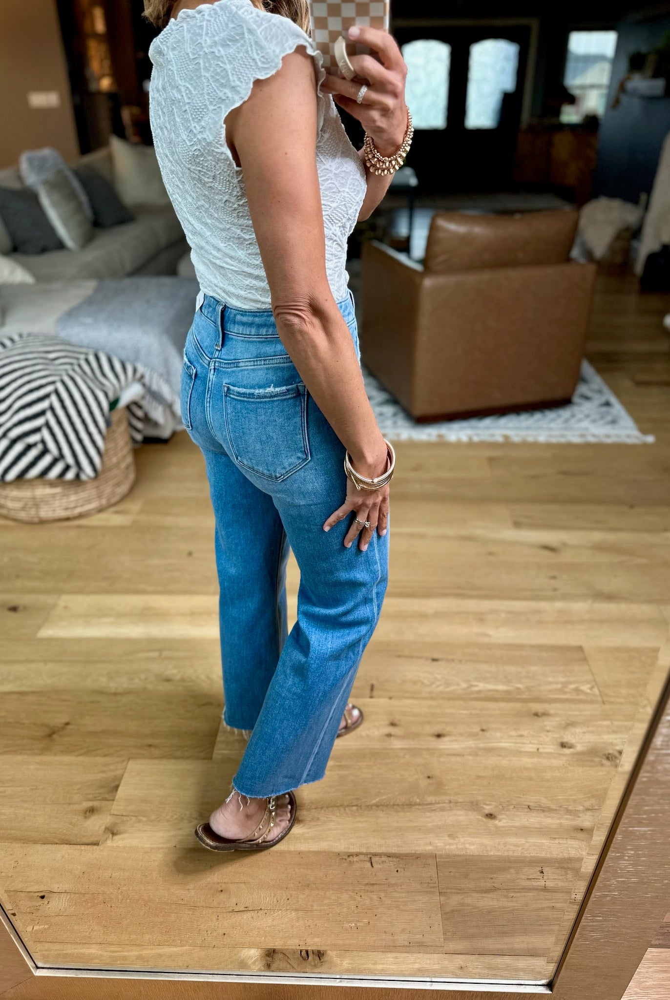 Leave Some Space Lace Edge Knit Top - Ivory-Hem & Thread-Anna Kaytes Boutique, Women's Fashion Boutique in Grinnell, Iowa