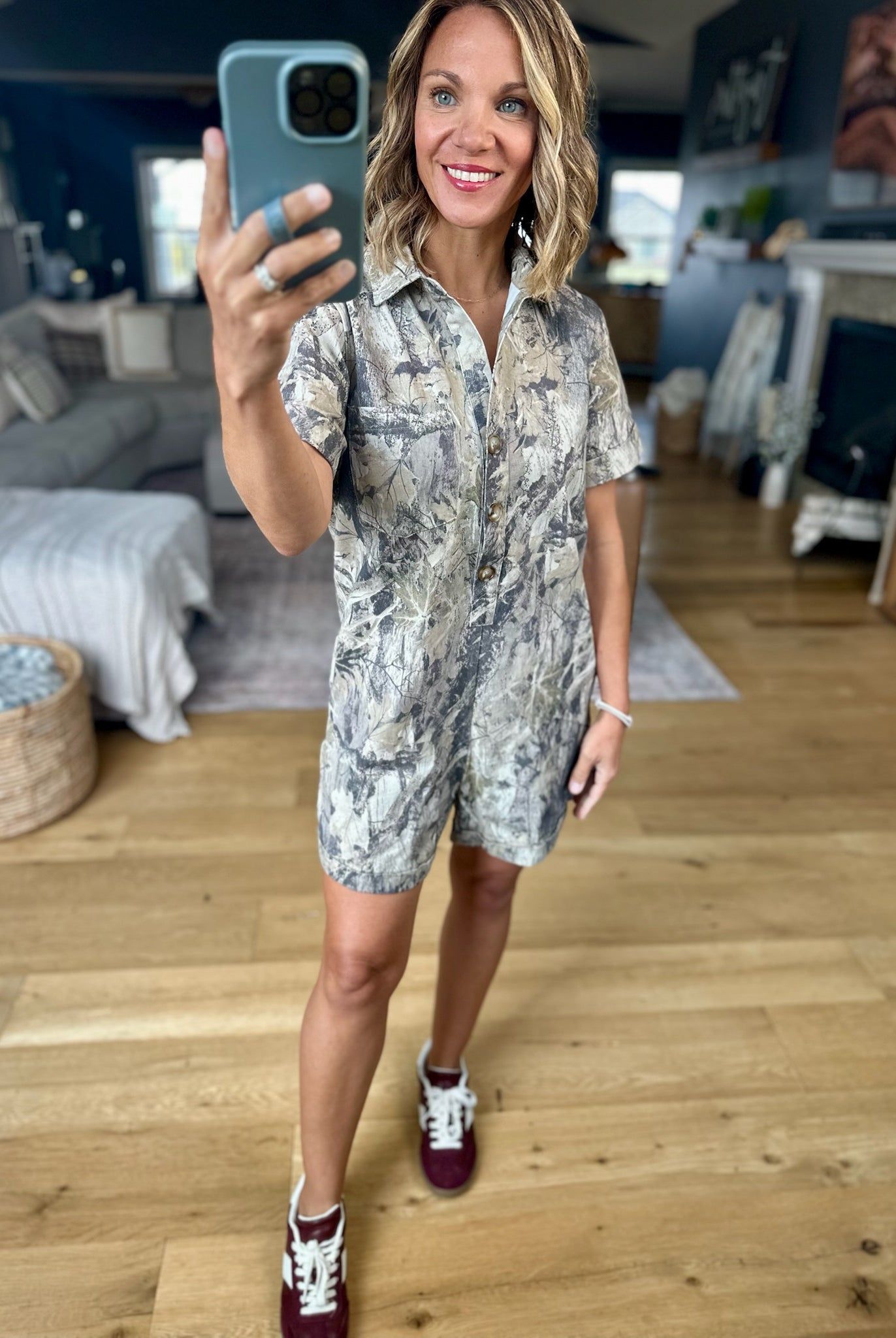 Hunt You Down Camo Romper-Day & Moon-Anna Kaytes Boutique, Women's Fashion Boutique in Grinnell, Iowa