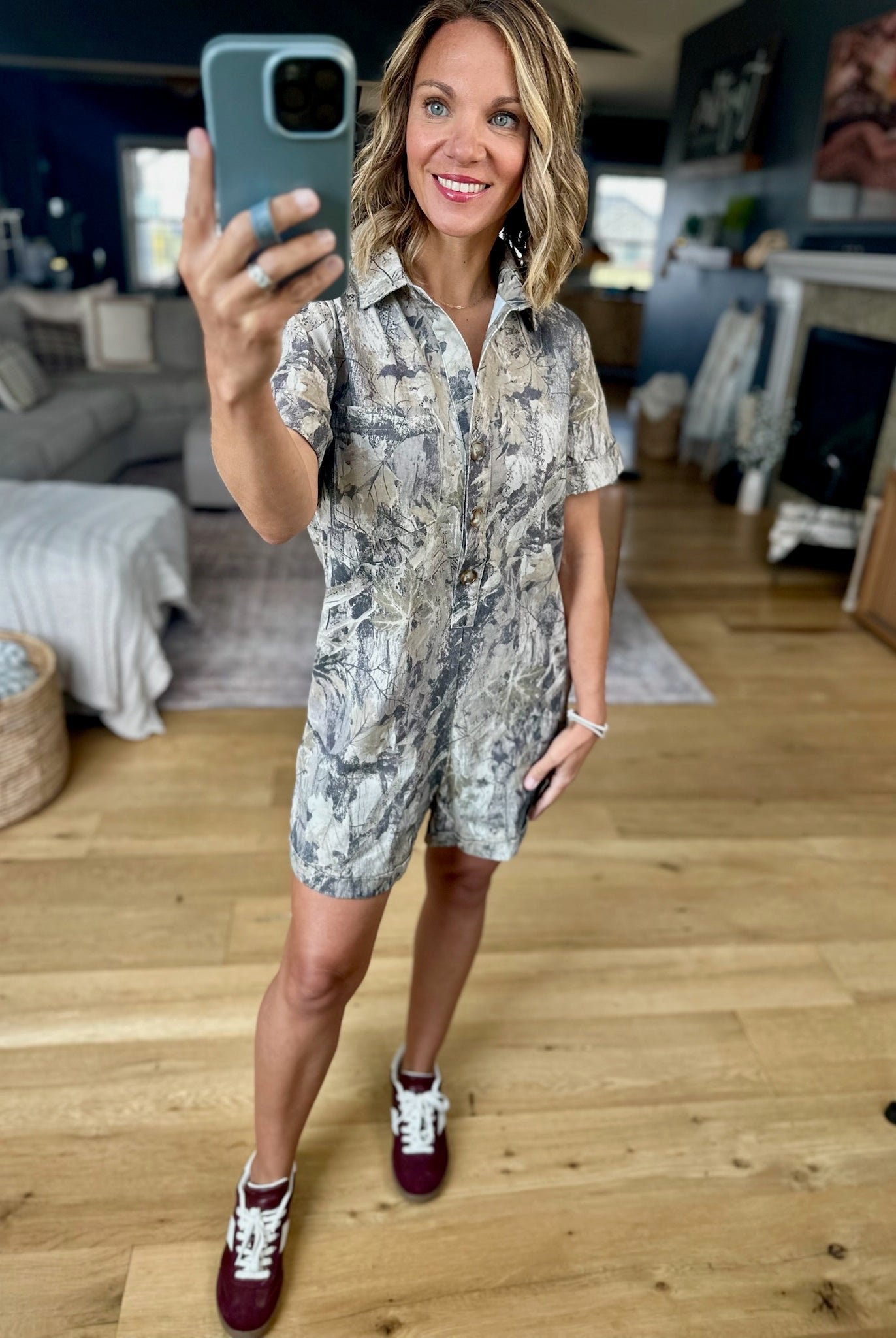 Hunt You Down Camo Romper-Day & Moon-Anna Kaytes Boutique, Women's Fashion Boutique in Grinnell, Iowa