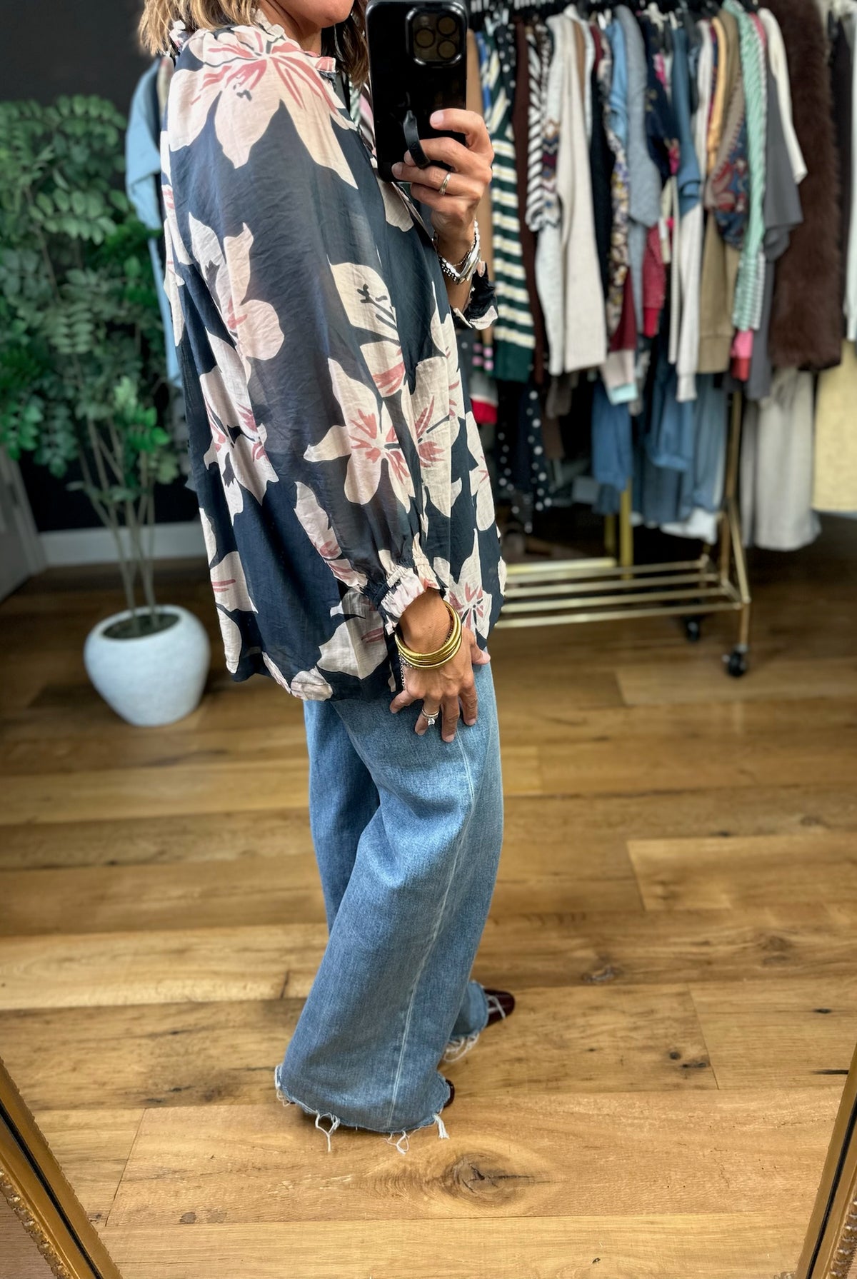 In No Time Floral Top-Long Sleeves-Umgee-Anna Kaytes Boutique, Women's Fashion Boutique in Grinnell, Iowa