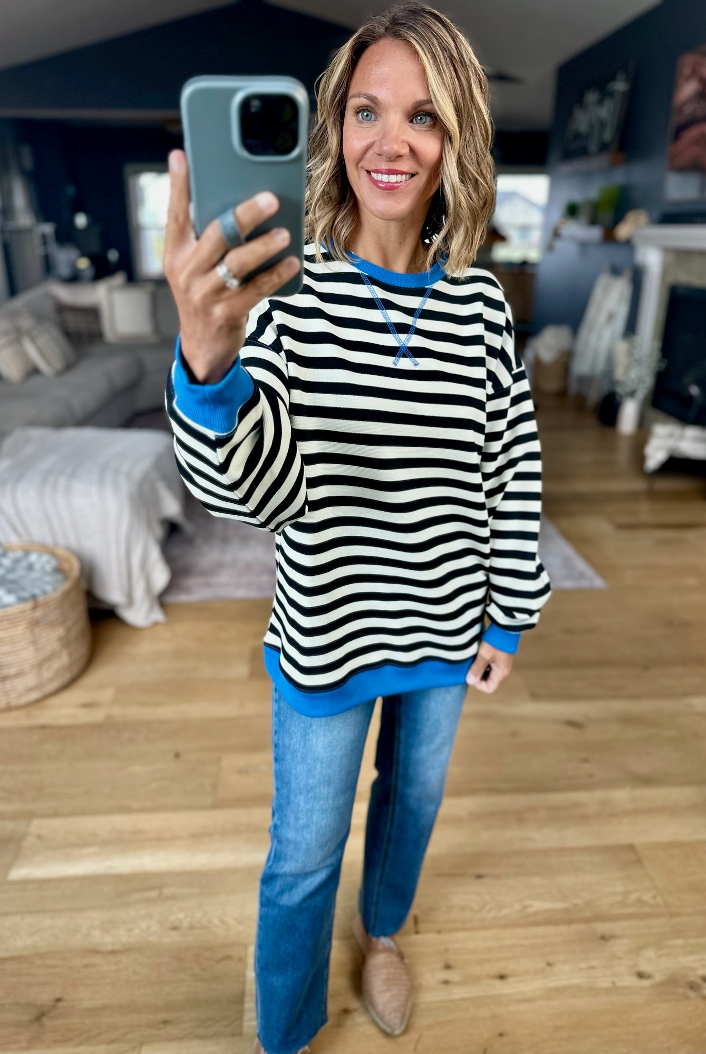 Easy Going Striped Crew-sweater-Fate-Anna Kaytes Boutique, Women's Fashion Boutique in Grinnell, Iowa