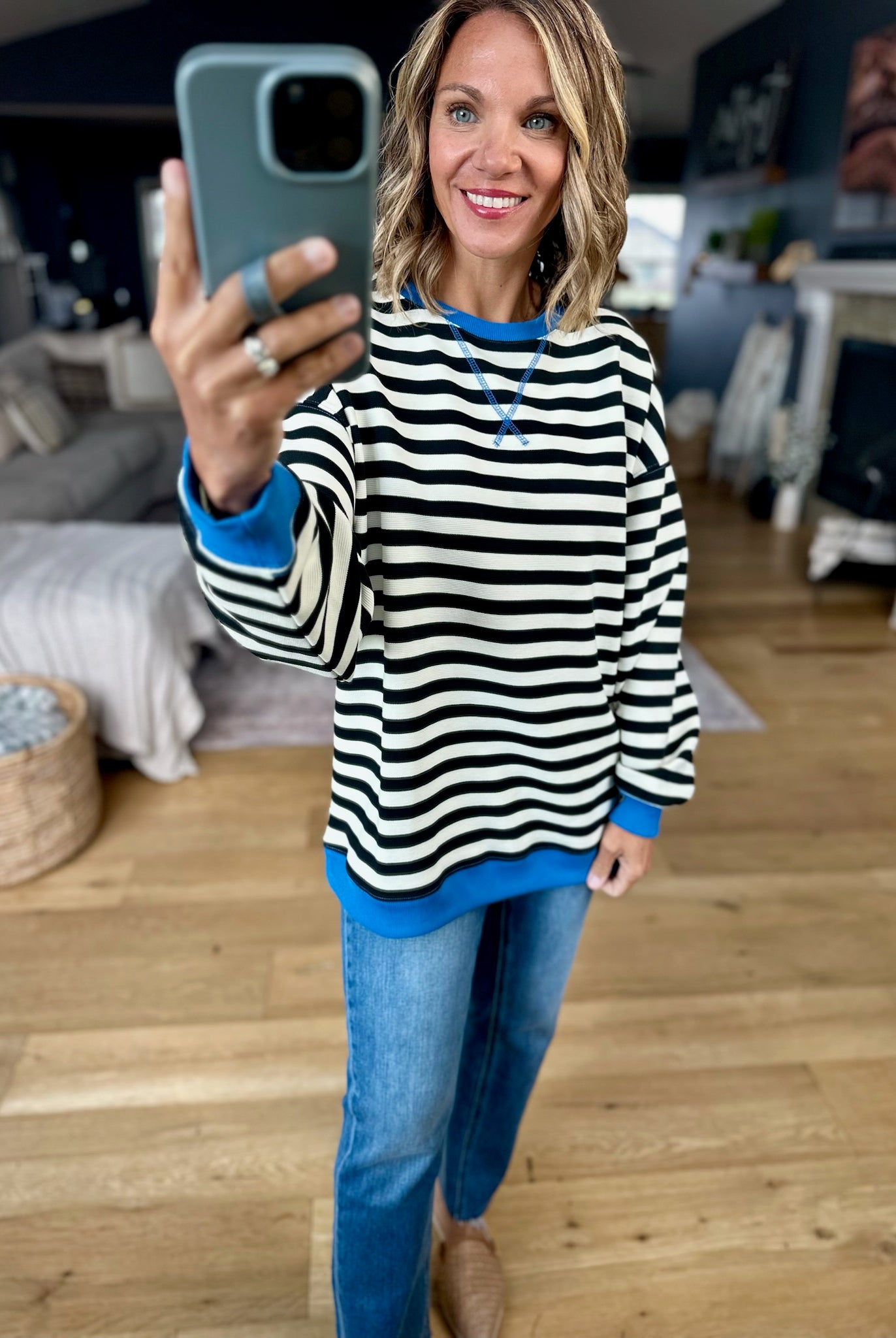 Easy Going Striped Crew-sweater-Fate-Anna Kaytes Boutique, Women's Fashion Boutique in Grinnell, Iowa