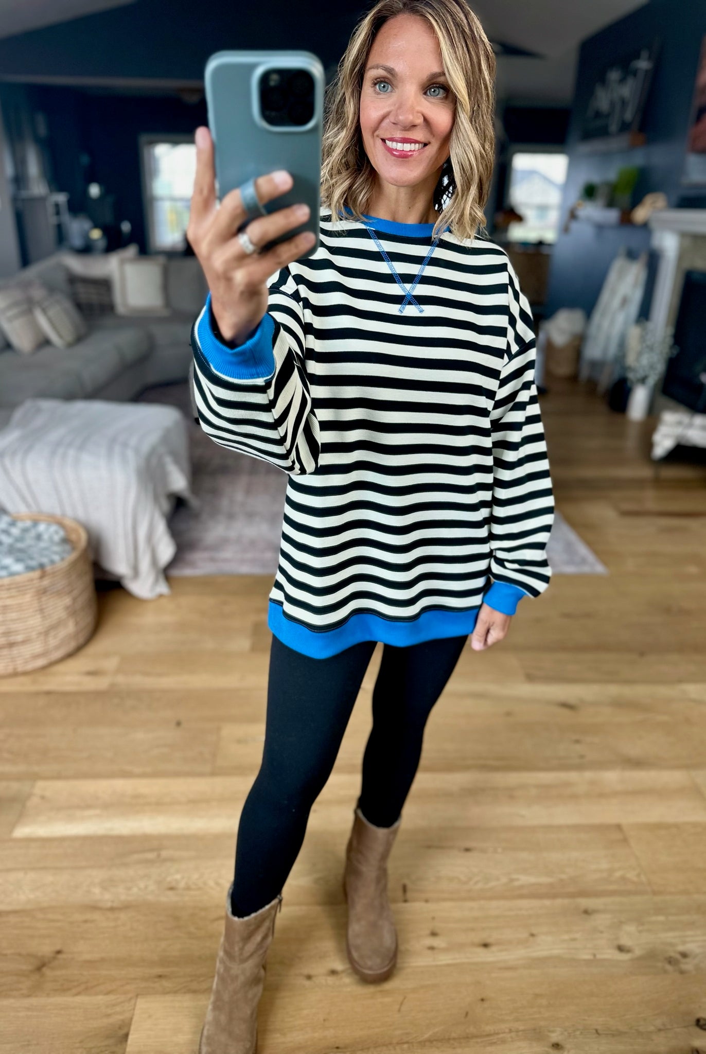 Easy Going Striped Crew-sweater-Fate-Anna Kaytes Boutique, Women's Fashion Boutique in Grinnell, Iowa