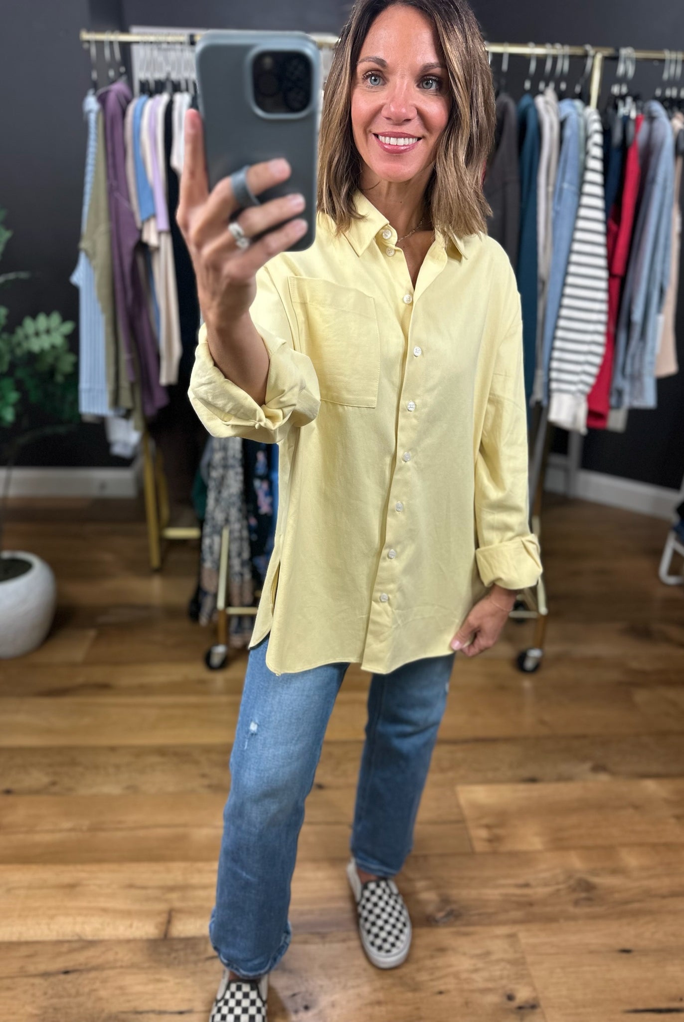 Side Note Oversized Button-Down-Long Sleeves-Wishlist-Anna Kaytes Boutique, Women's Fashion Boutique in Grinnell, Iowa