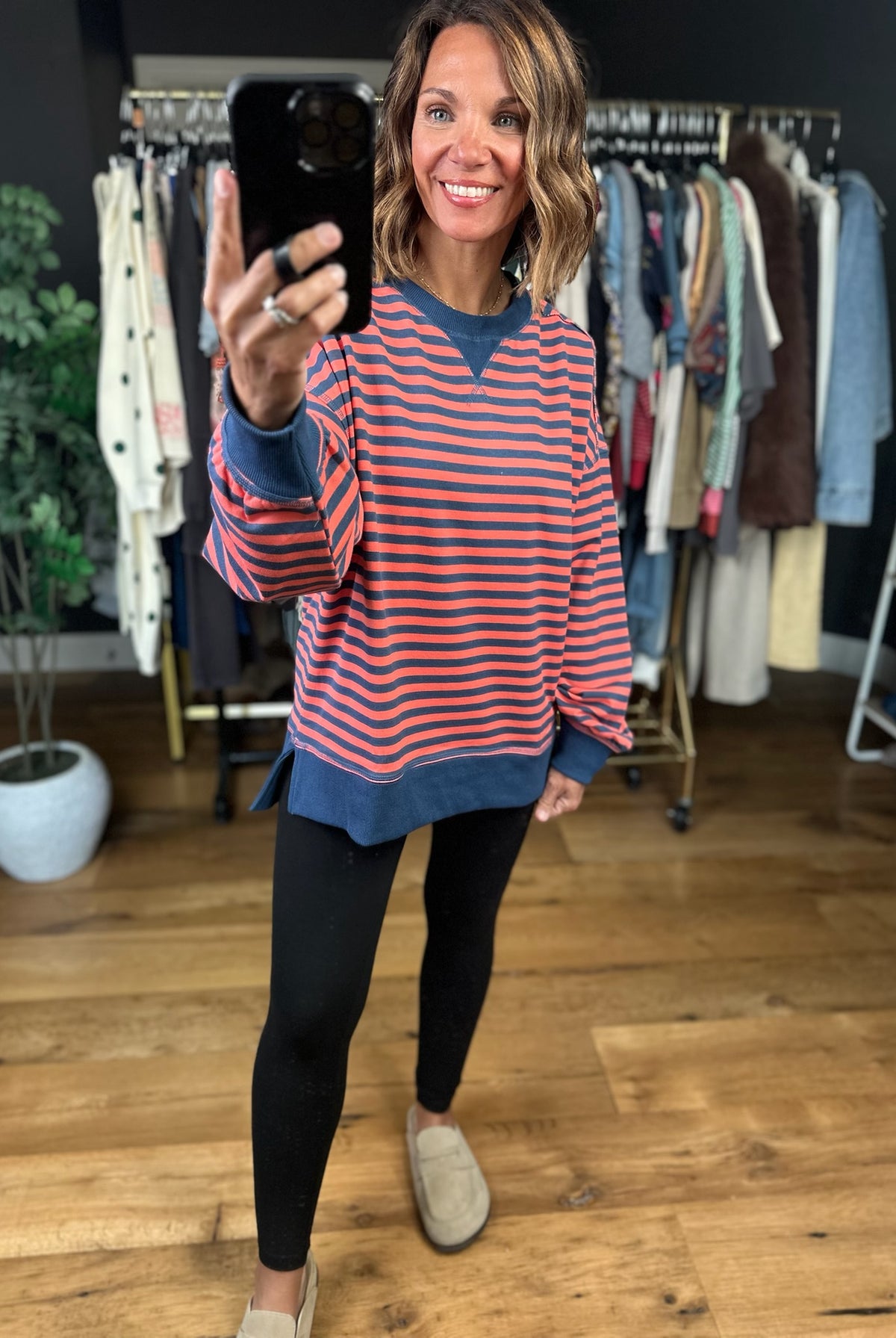 Can't Keep Me Away Striped Crew-Sweaters-Very J-Anna Kaytes Boutique, Women's Fashion Boutique in Grinnell, Iowa
