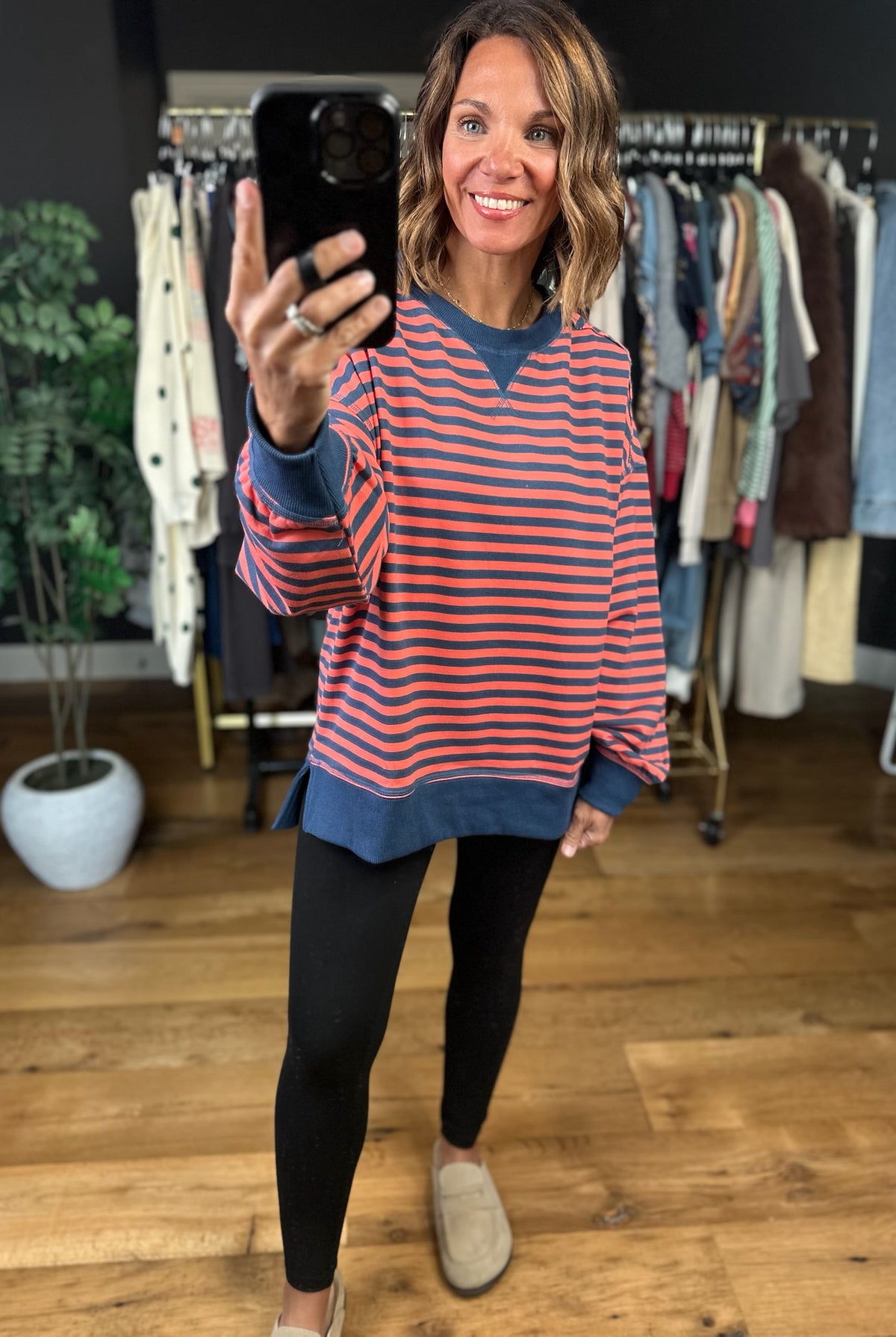 Can't Keep Me Away Striped Crew-Sweaters-Very J-Anna Kaytes Boutique, Women's Fashion Boutique in Grinnell, Iowa