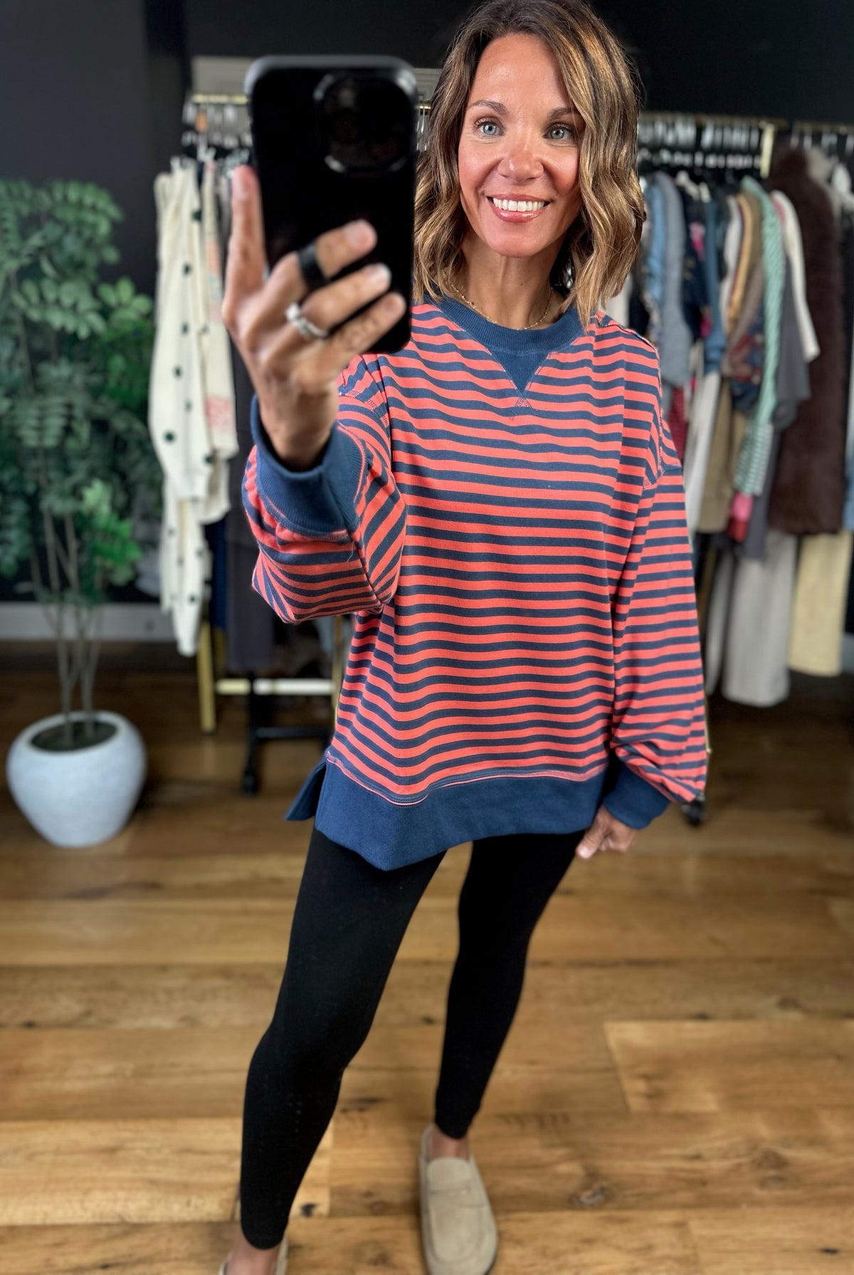 Can't Keep Me Away Striped Crew-Sweaters-Very J-Anna Kaytes Boutique, Women's Fashion Boutique in Grinnell, Iowa