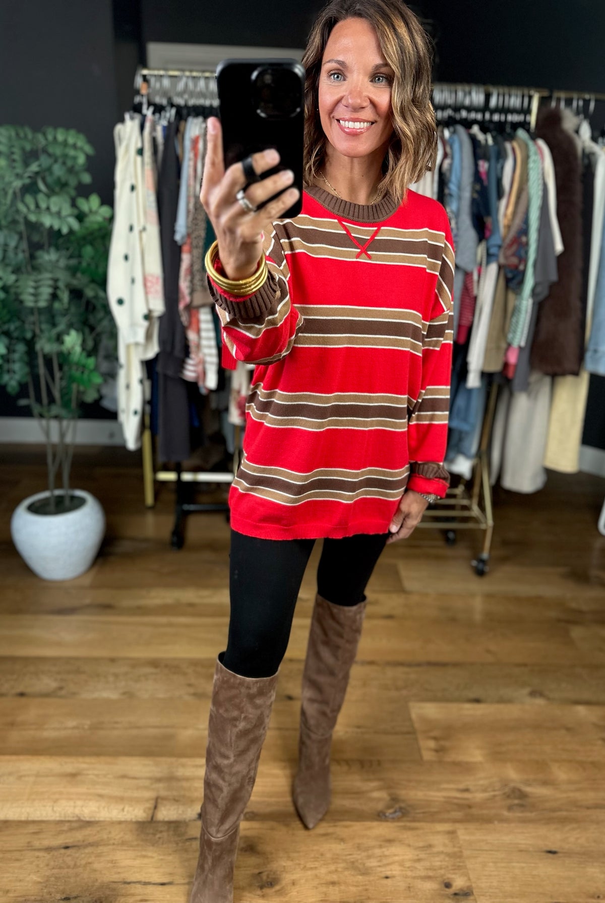 Weekends Away Striped Knit-Sweaters-Very J-Anna Kaytes Boutique, Women's Fashion Boutique in Grinnell, Iowa