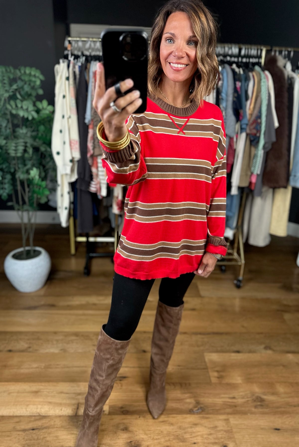 Weekends Away Striped Knit-Sweaters-Very J-Anna Kaytes Boutique, Women's Fashion Boutique in Grinnell, Iowa
