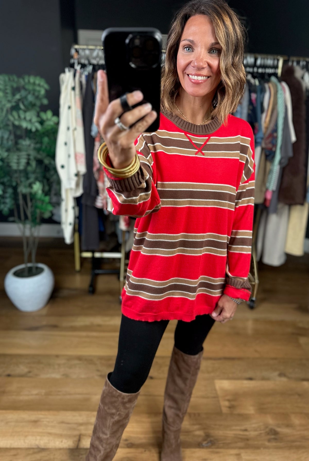 Weekends Away Striped Knit-Sweaters-Very J-Anna Kaytes Boutique, Women's Fashion Boutique in Grinnell, Iowa