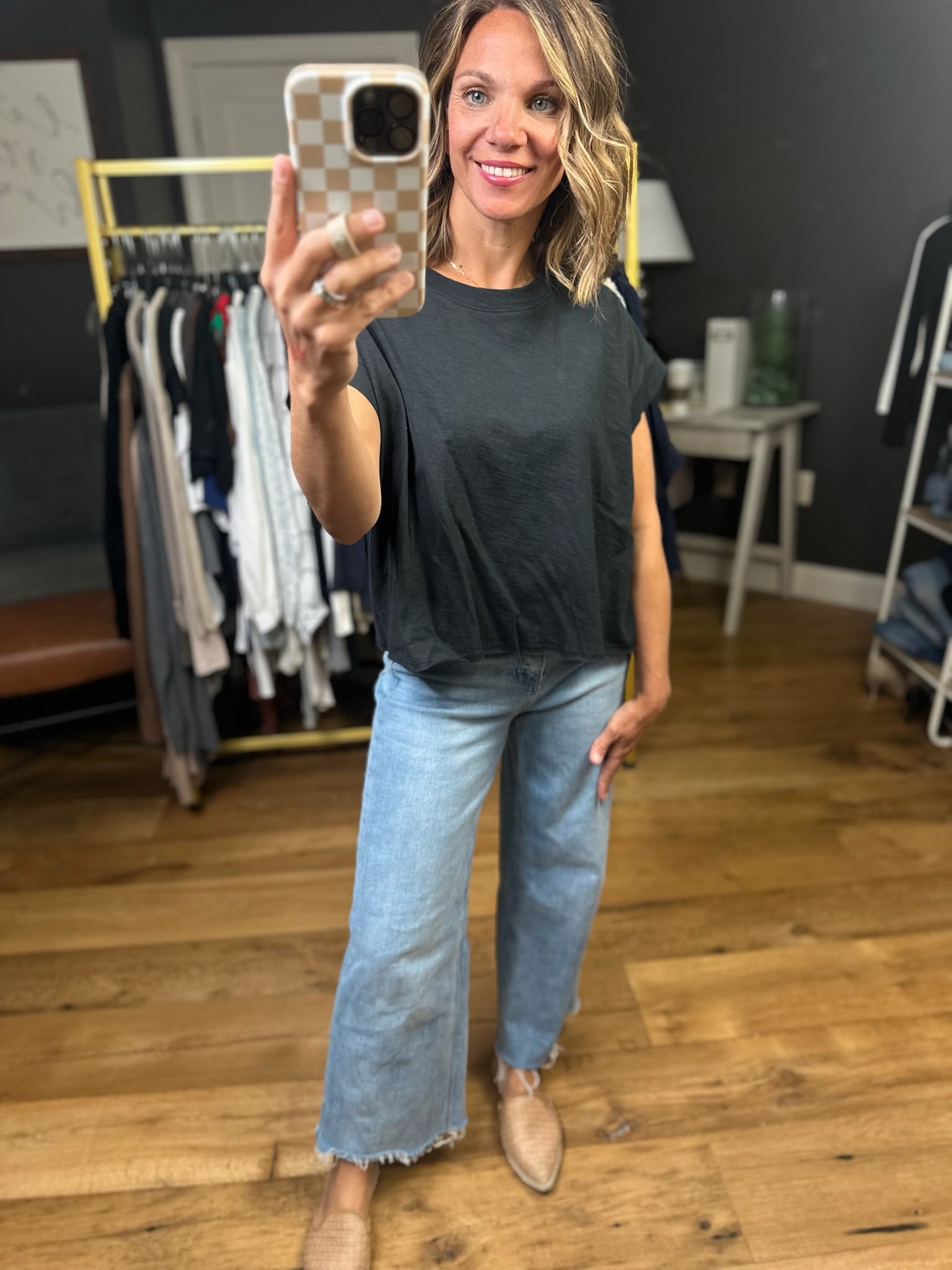 Let This Go Slub Tee - Black-Wasabi & Mint-Anna Kaytes Boutique, Women's Fashion Boutique in Grinnell, Iowa