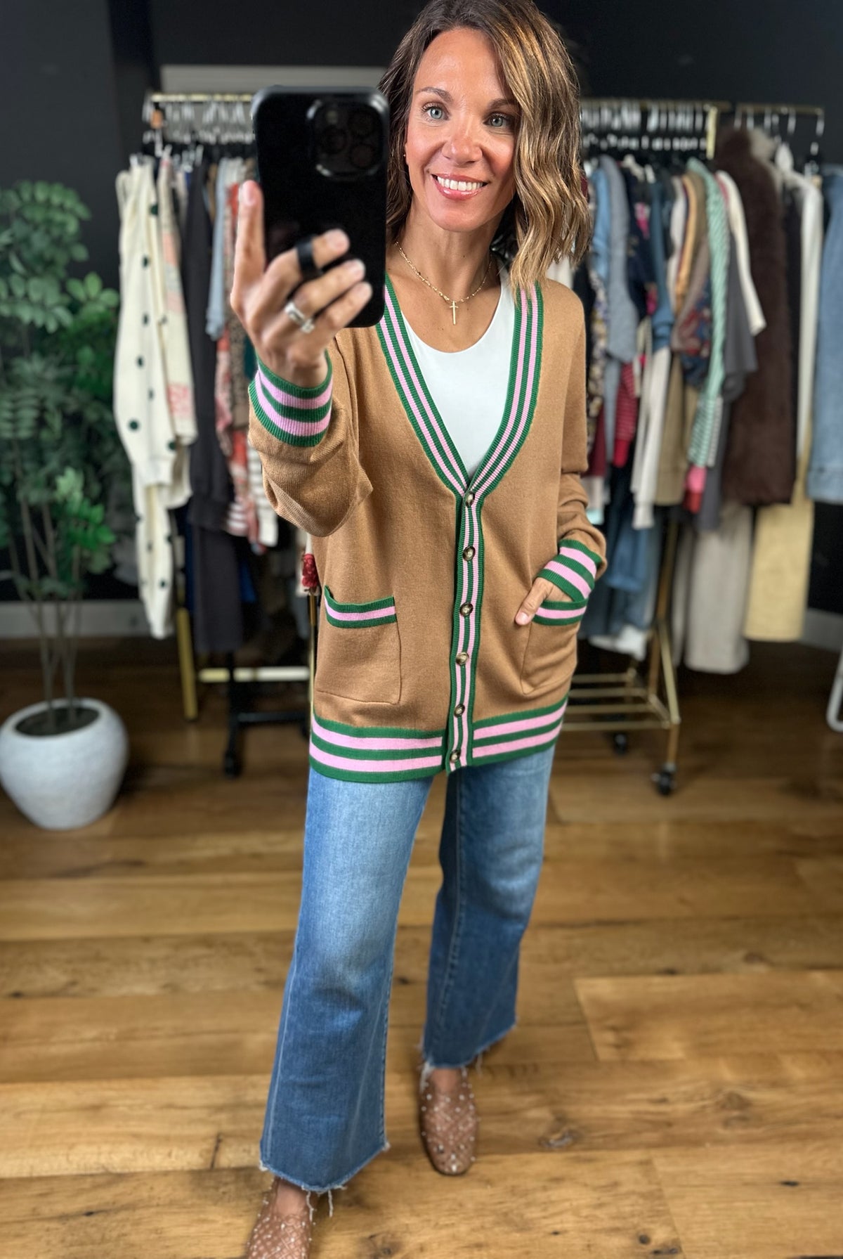 In The Past Varsity Cardigan-Sweaters-Fate-Anna Kaytes Boutique, Women's Fashion Boutique in Grinnell, Iowa