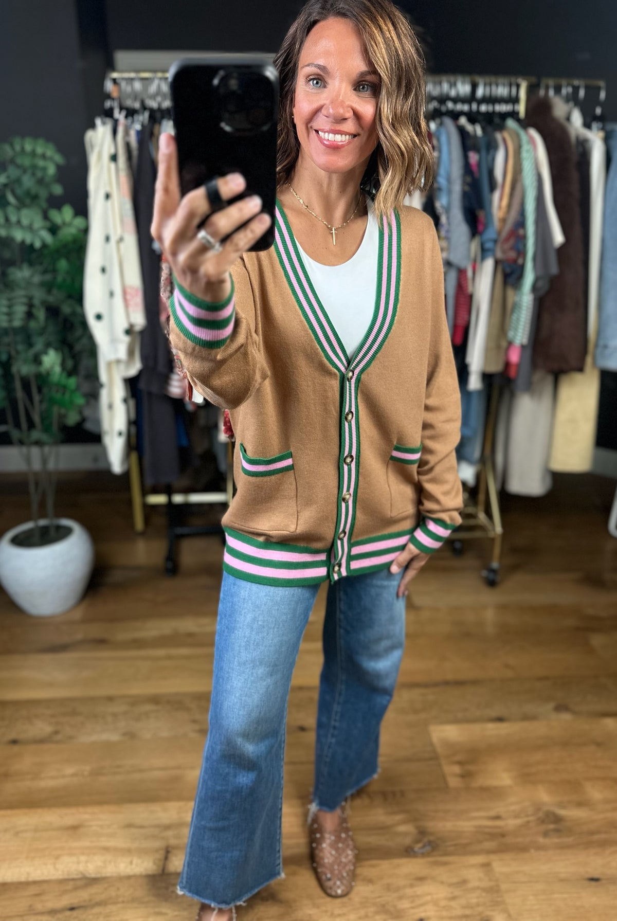 In The Past Varsity Cardigan-Sweaters-Fate-Anna Kaytes Boutique, Women's Fashion Boutique in Grinnell, Iowa