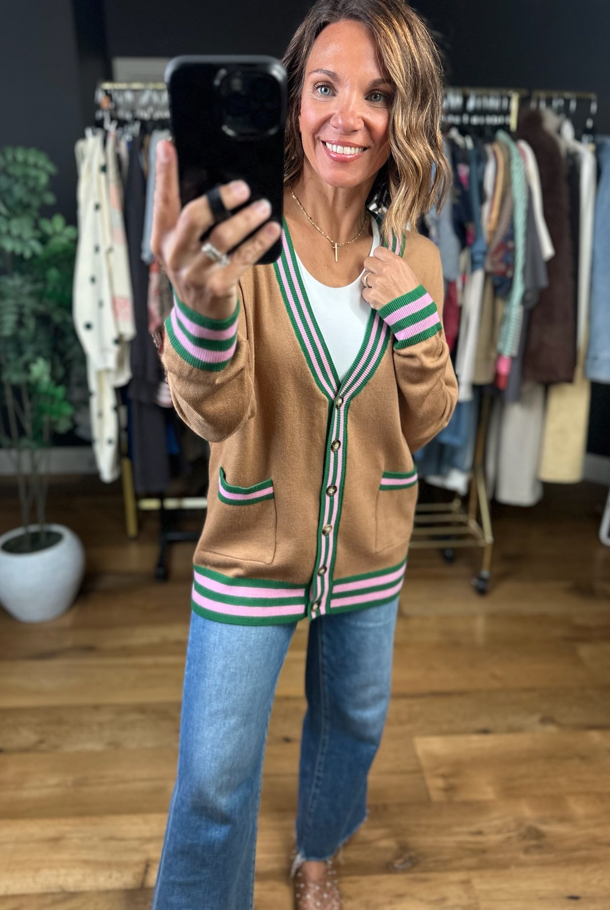 In The Past Varsity Cardigan-Sweaters-Fate-Anna Kaytes Boutique, Women's Fashion Boutique in Grinnell, Iowa
