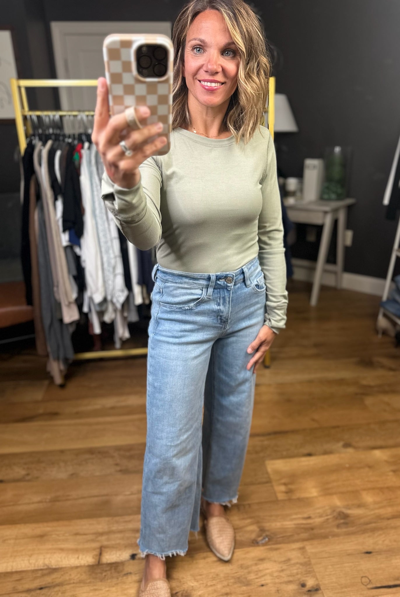 The Lennie Ribbed Long Sleeve Top-Wasabi & Mint-Anna Kaytes Boutique, Women's Fashion Boutique in Grinnell, Iowa