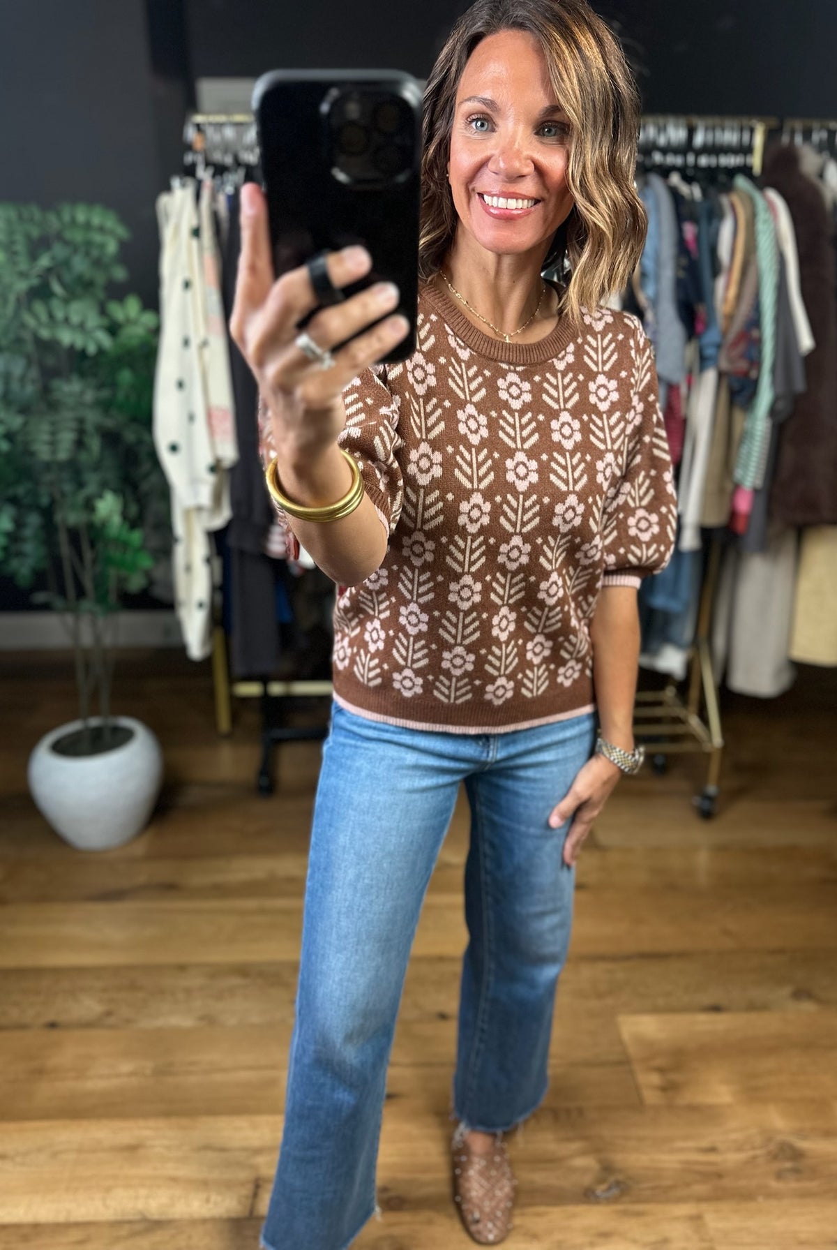 Remember Me Patterned Knit Top-Sweaters-She & Sky-Anna Kaytes Boutique, Women's Fashion Boutique in Grinnell, Iowa