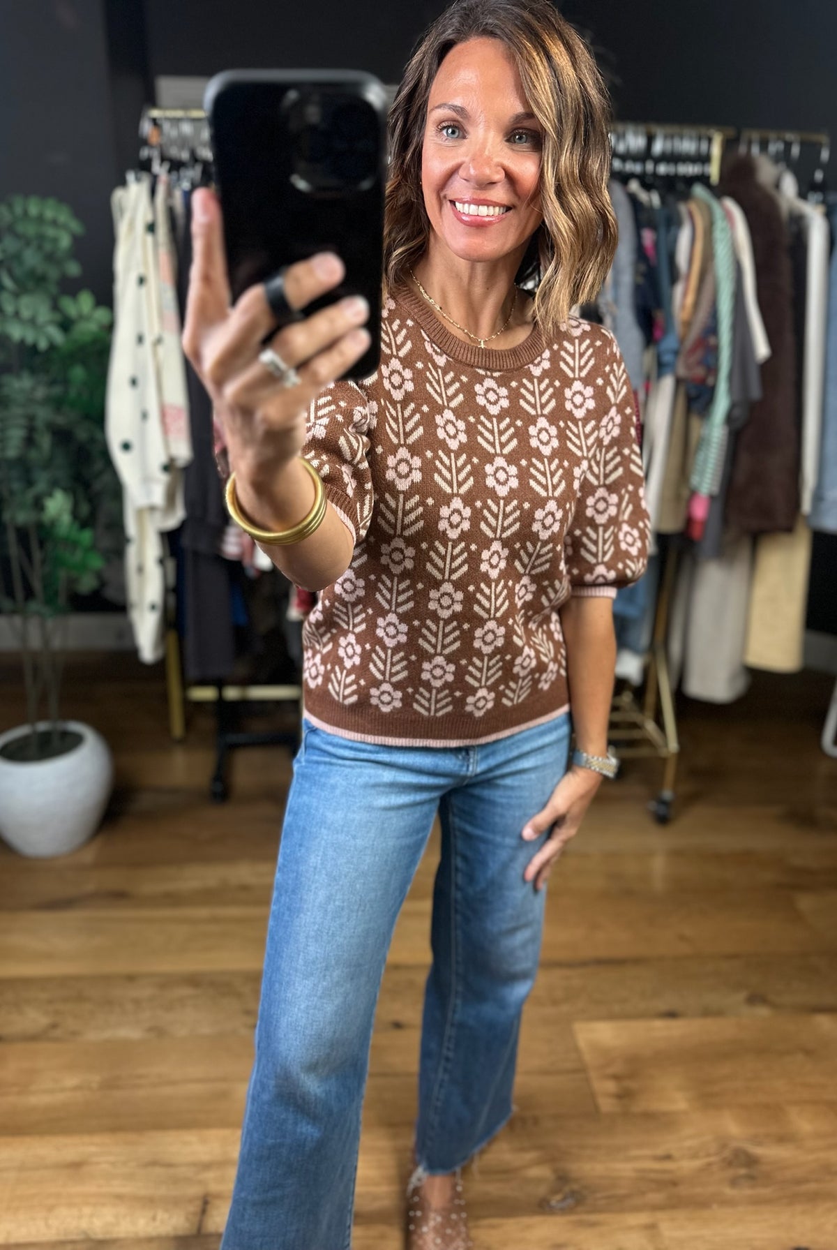 Remember Me Patterned Knit Top-Sweaters-She & Sky-Anna Kaytes Boutique, Women's Fashion Boutique in Grinnell, Iowa